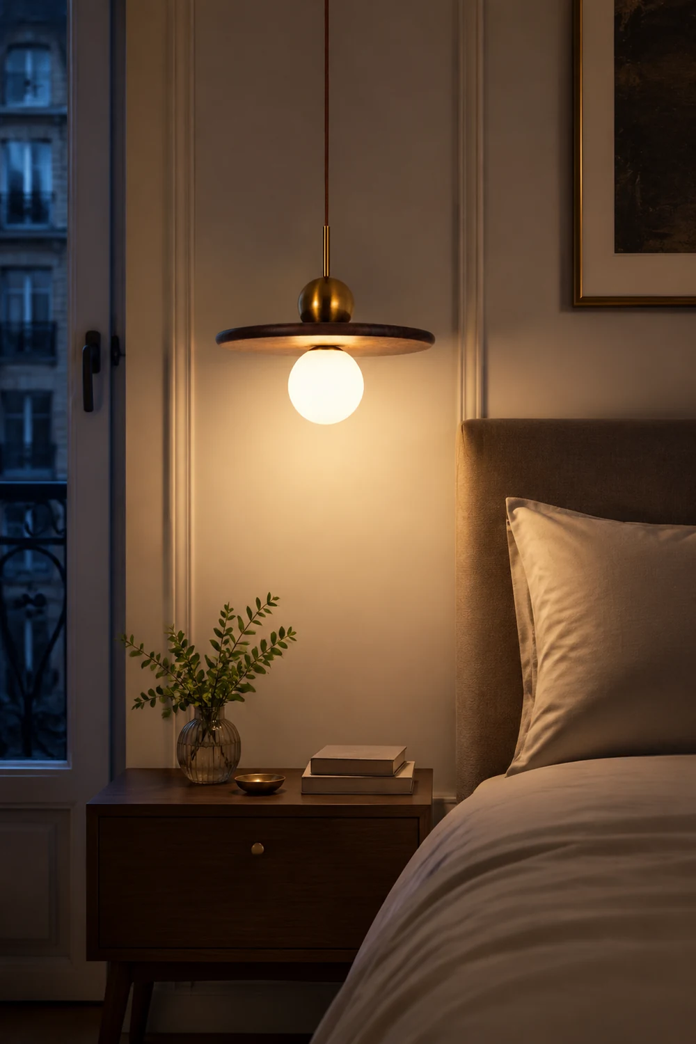 Flying Saucer Walnut Pendant Light - Lumpaz