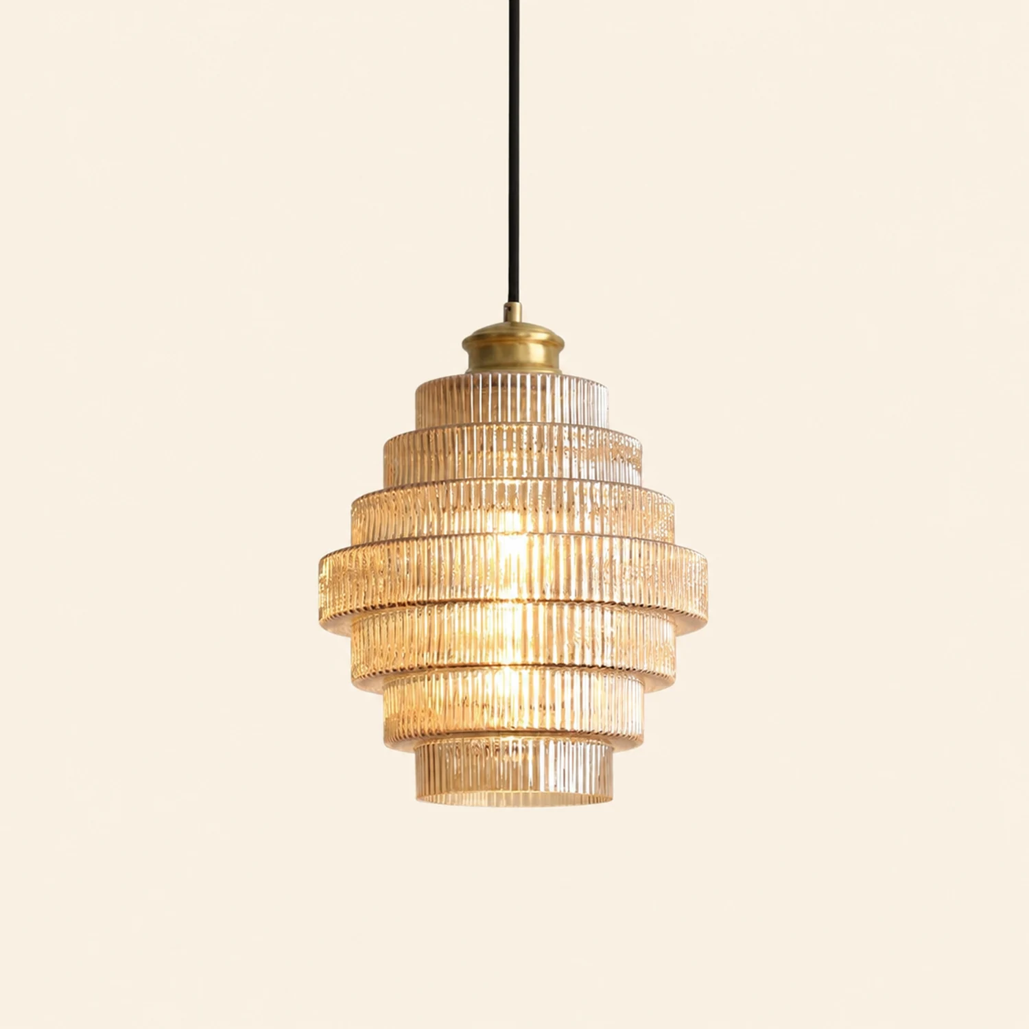 Bottle Shaped Brass Glass Pendant Light - Lumpaz