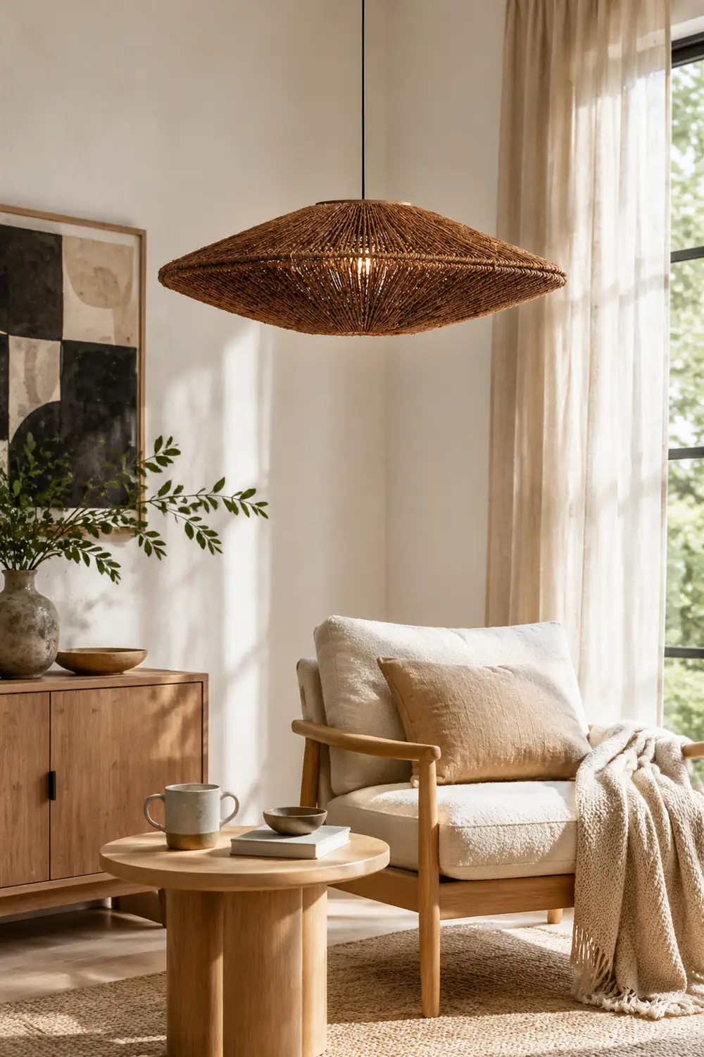 Rustic Rattan Brown Pendant Lights - Lumpaz