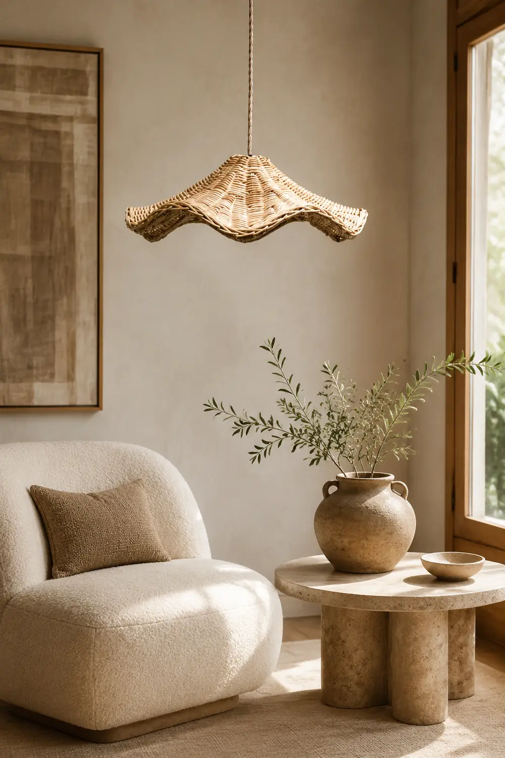 Boho Wicker Rattan Farmouse Pendant Light - Lumpaz