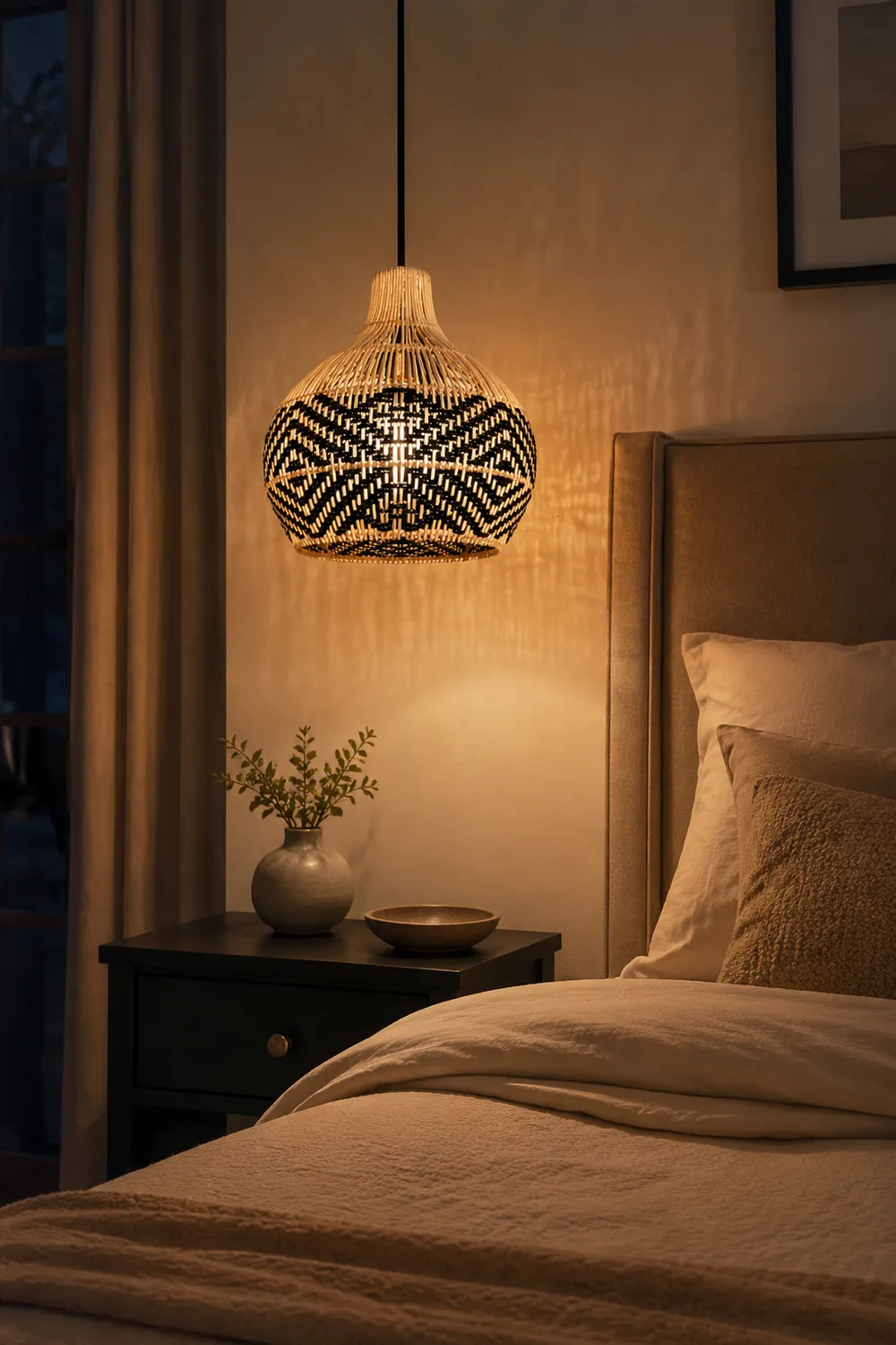 Vintage Ratten Handwoven Pendant Light - Lumpaz
