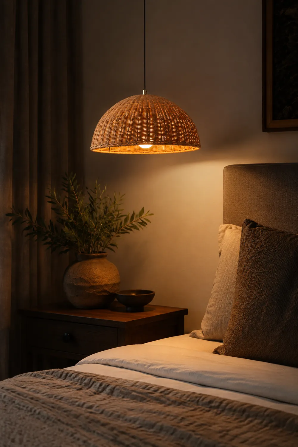Retro Rattan Dome Pendant Light For Dining Room - Lumpaz