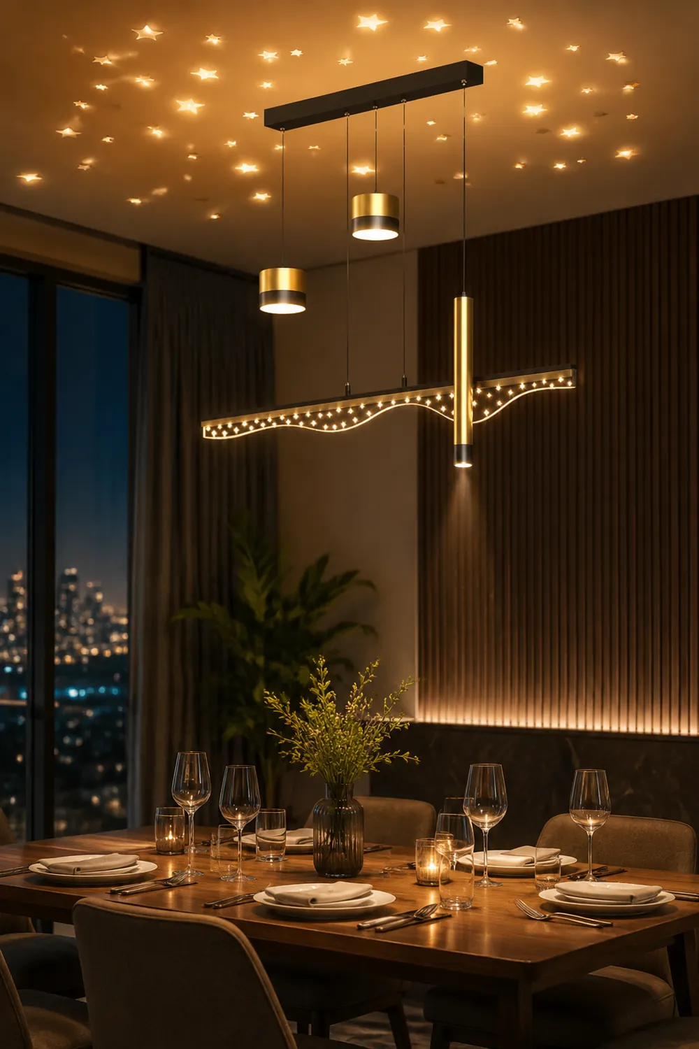 Moderne LED Kronleuchter Sternenhimmel Pendelleuchte für Esszimmer & Restaurant - Lumpaz