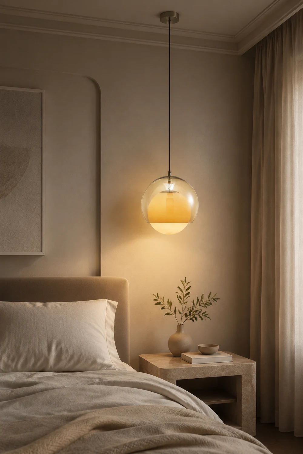 Vintage Orange Bauhaus Glass Pendant Light - Lumpaz