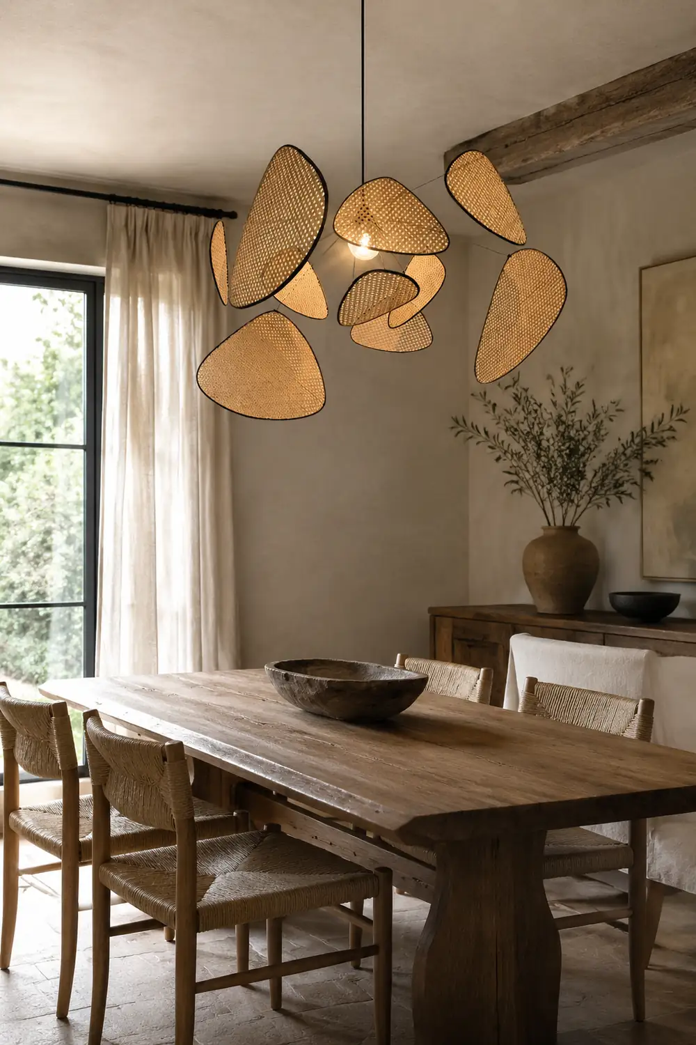 Modern Irregular Shape Rattan Kitchen Pendant Light - Lumpaz