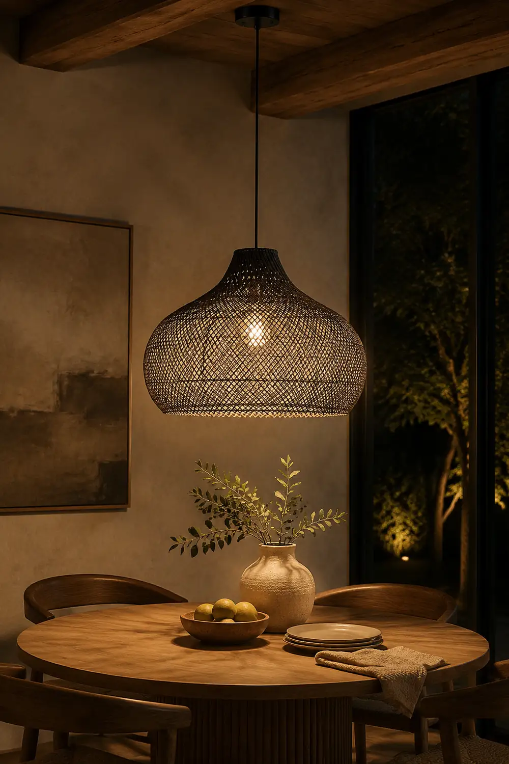 Modern Rattan Handwoven Island Pendant Light - Lumpaz
