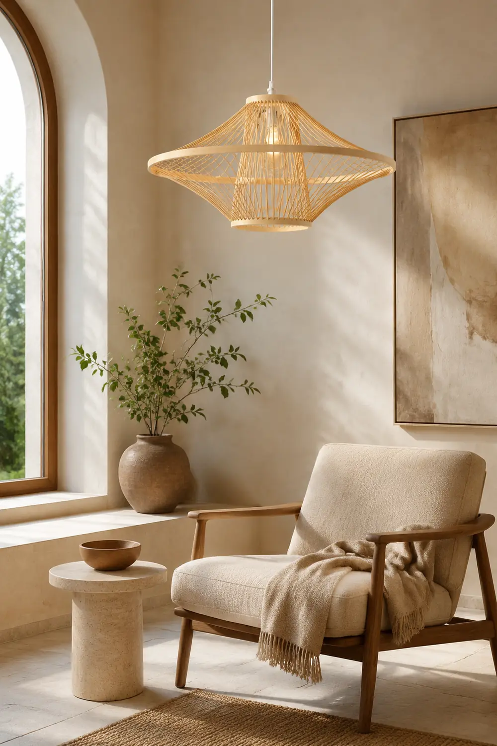 Short Handcrafted Woven Lantern Pendant Light For Living Room - Lumpaz