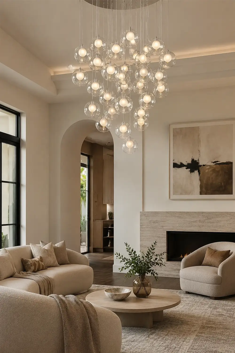 Multi-heads Glass Globe Cluster Stairway Light Pendant Light - Lumpaz