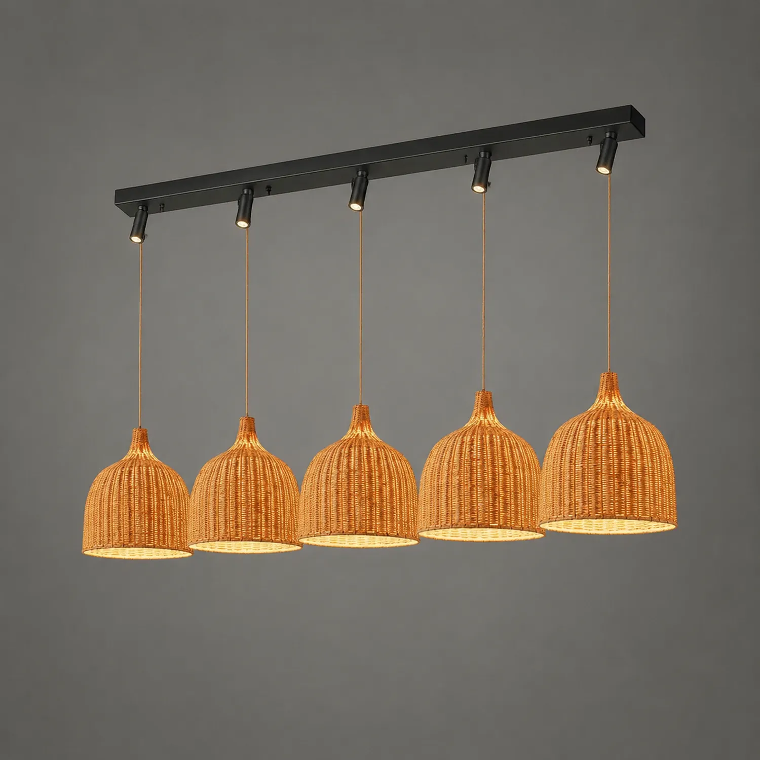 Bamboo Rattan Basket Pendant Light For Kitchen - Lumpaz