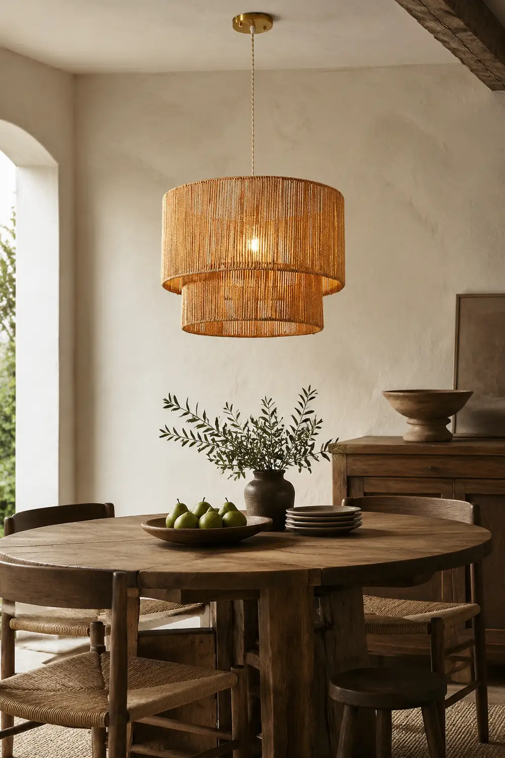 Retro Rope Woven Dining Room Pendant Light - Lumpaz