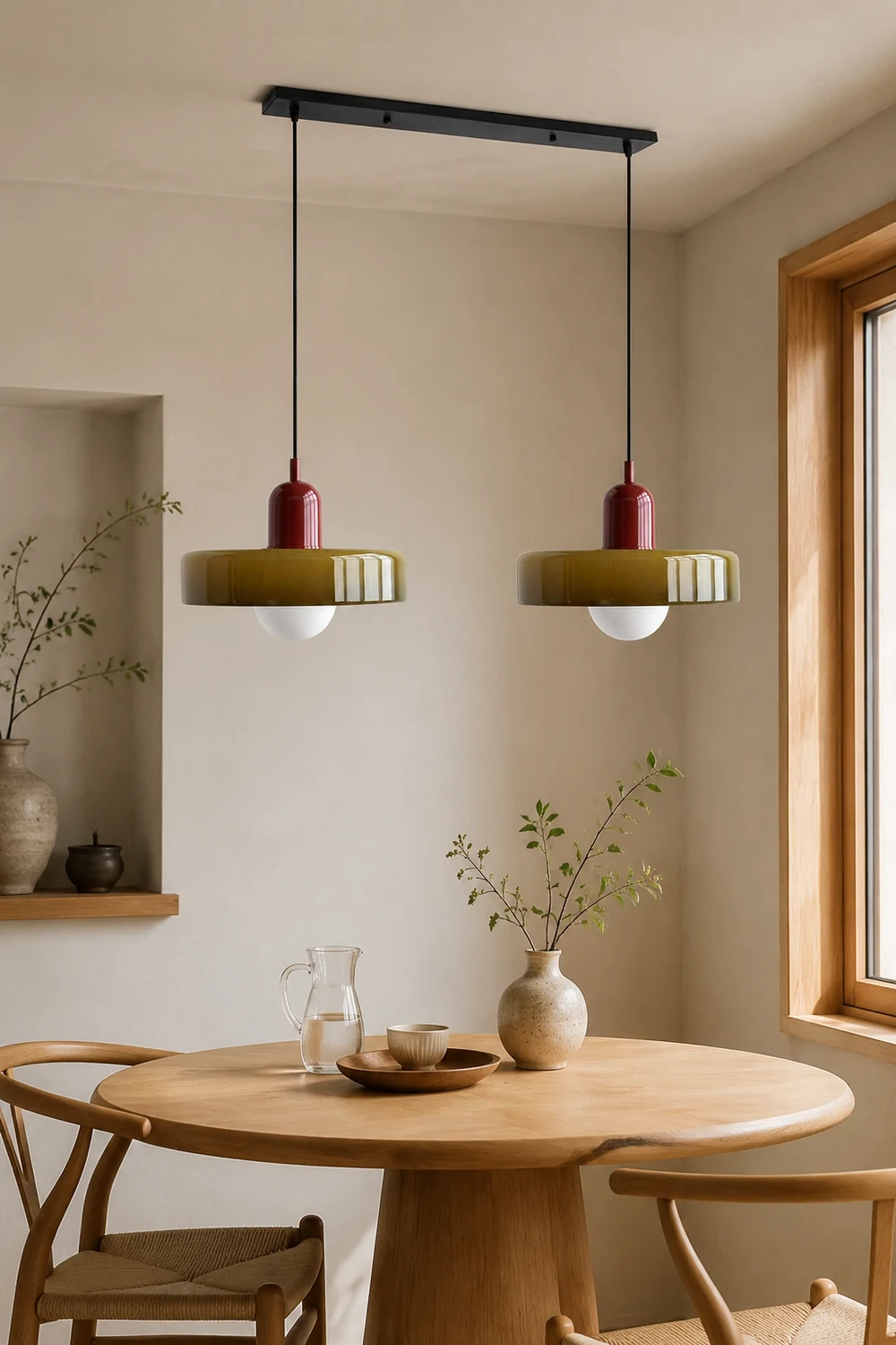 2 Heads Modern Bauhaus Glass Pendant Light - Lumpaz