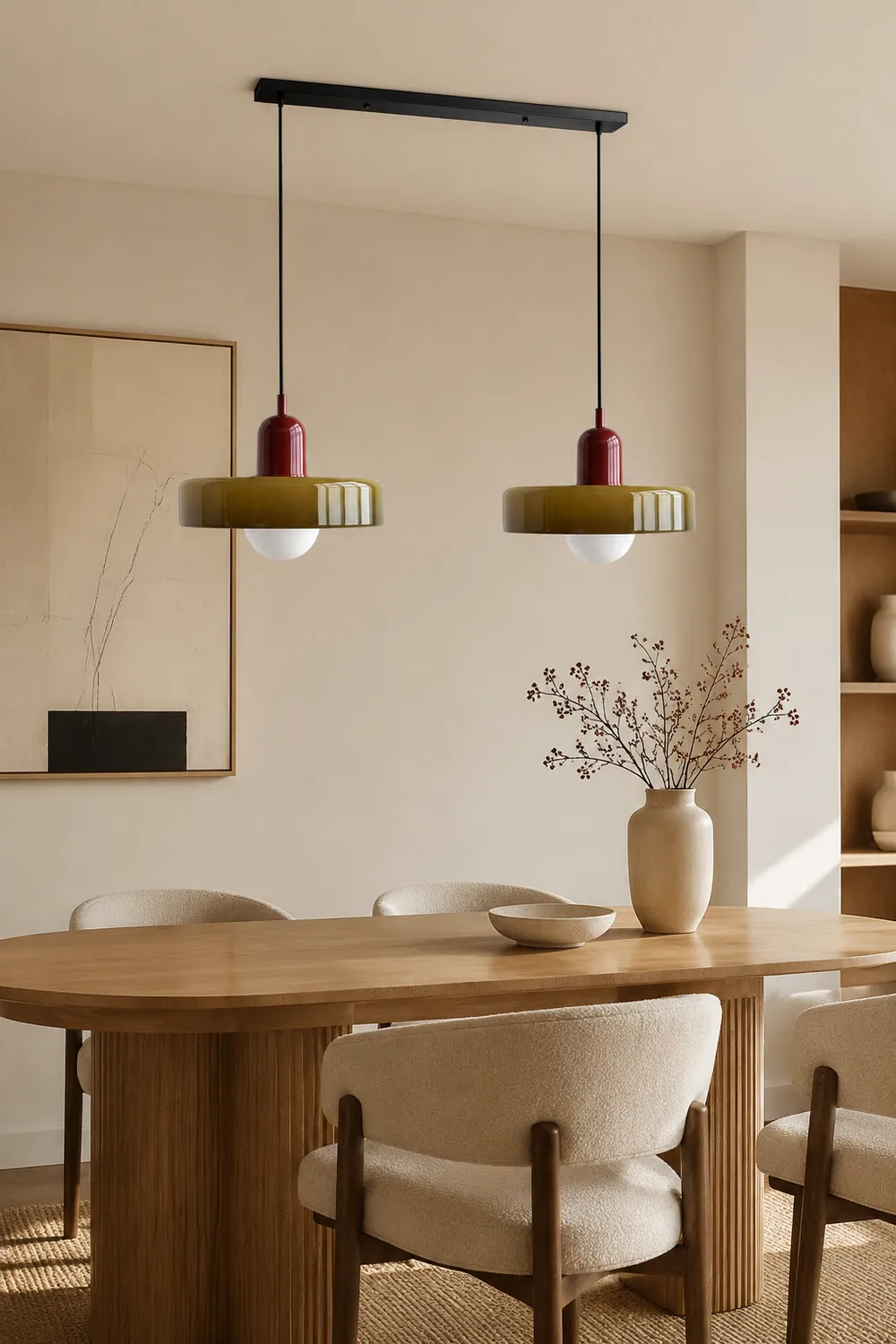 2 Heads Modern Bauhaus Glass Pendant Light - Lumpaz