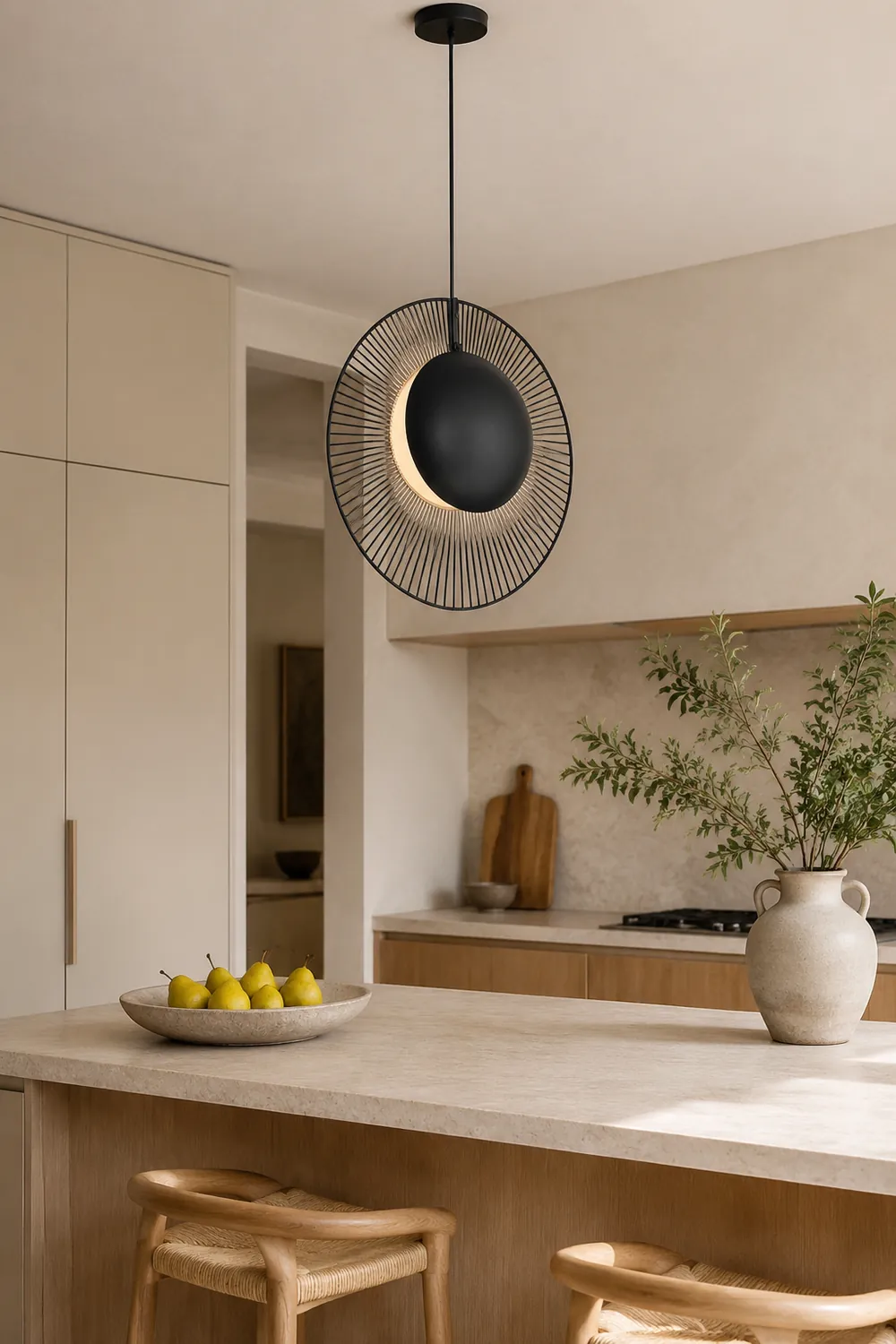 Minimalist Black Metal Pendant Light for Dining Room - Lumpaz