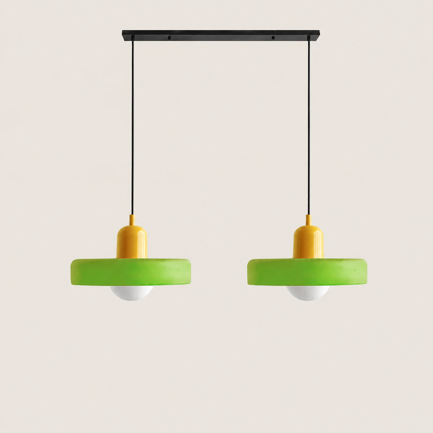 2 Heads Modern Bauhaus Glass Pendant Light - Lumpaz