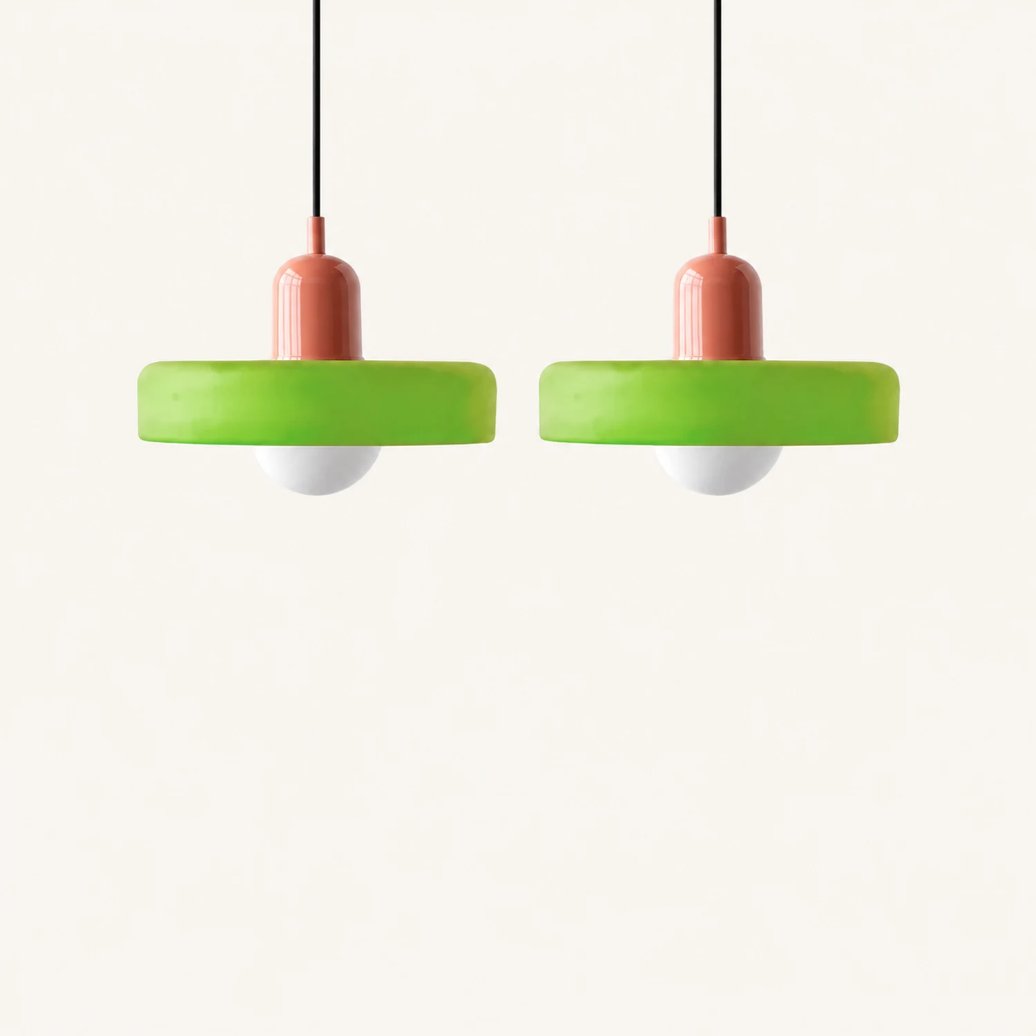 2 Heads Modern Bauhaus Glass Pendant Light - Lumpaz
