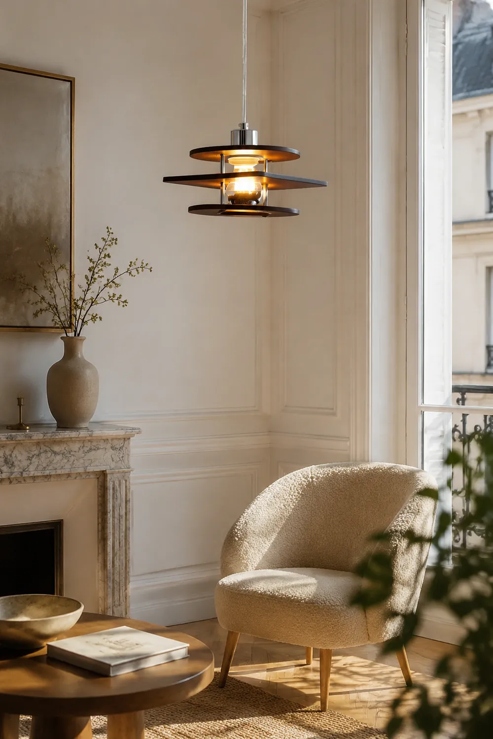 Retro Walnut Indoor Pendant Light For Dining Room - Lumpaz