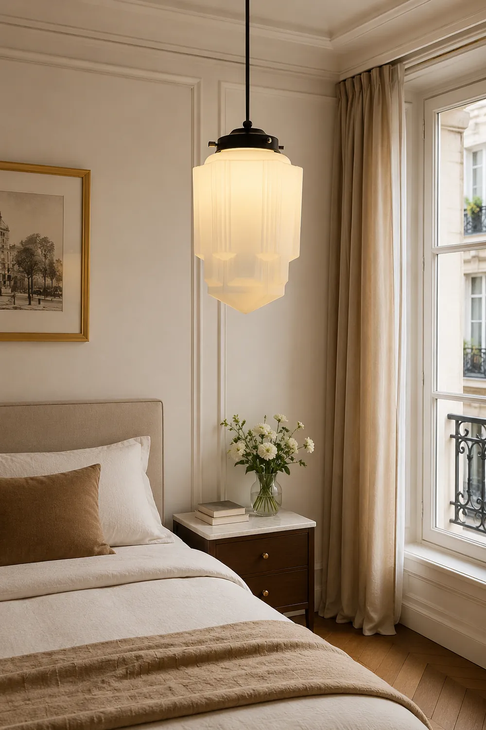 Retro Milk White Glass Geometric Jar Pendant Light - Lumpaz