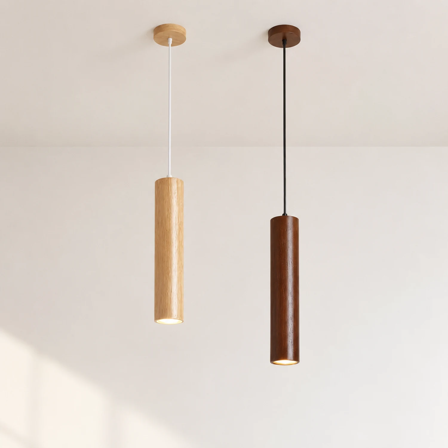 Moderne Einfache LED Pendelleuchte aus Holz für Esszimmer, Restaurant - Lumpaz
