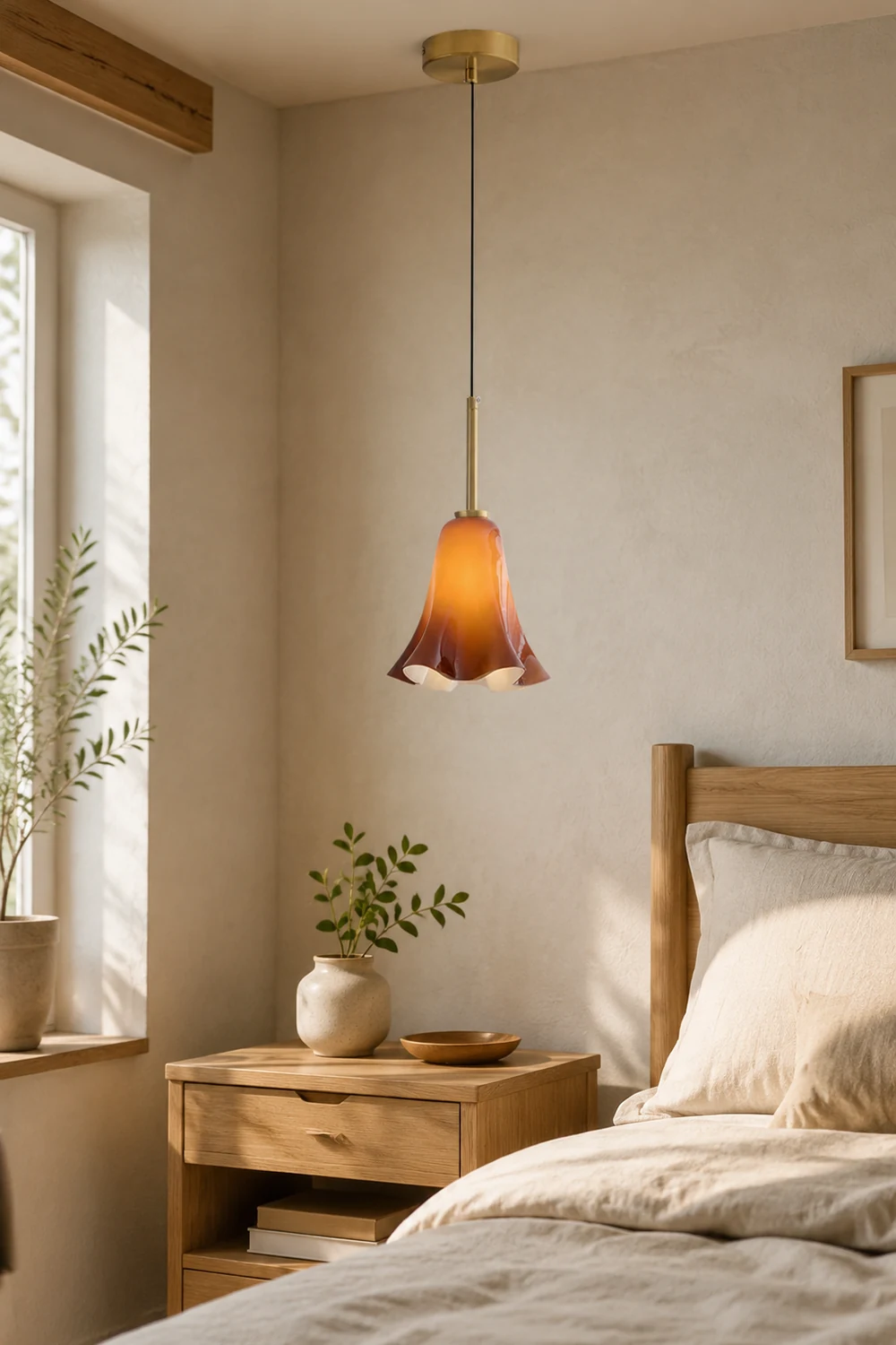 Vintage Glass Pendant Light For Bedroom - Lumpaz