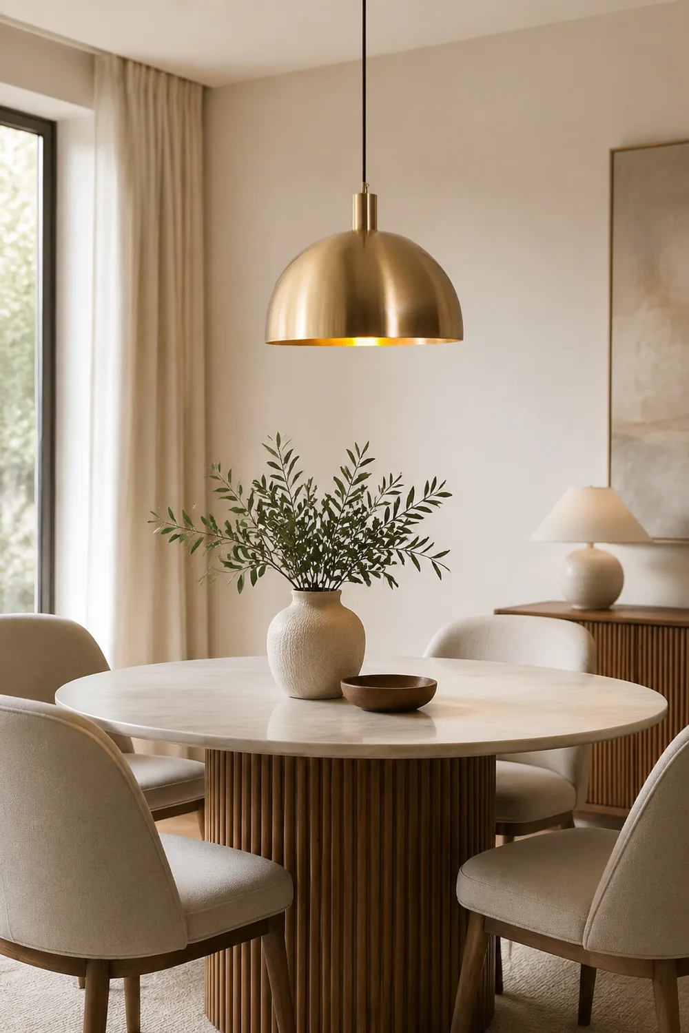 Mid-Century Modern Brass Dome Hanging Pendant Light - Lumpaz
