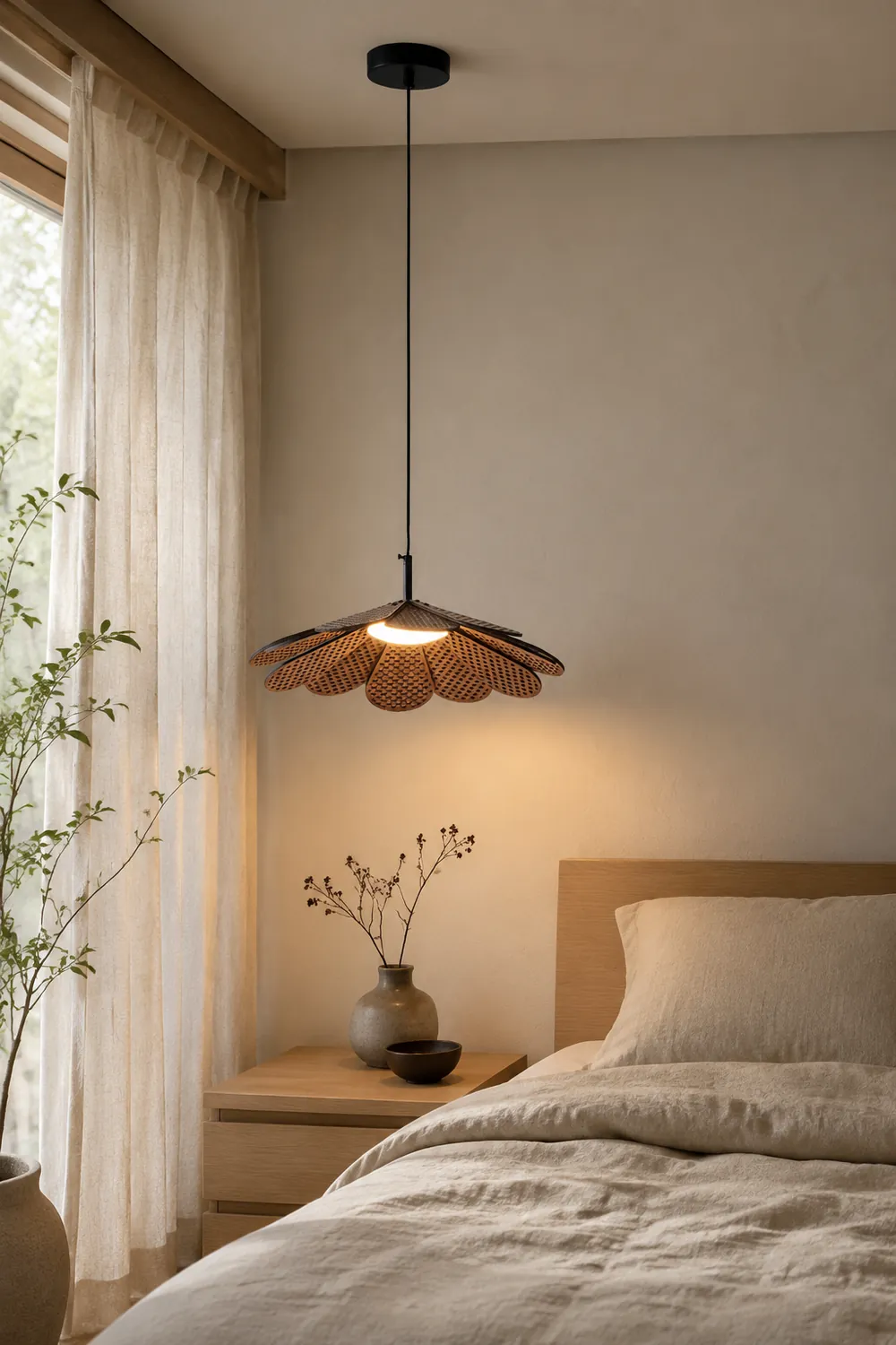Hollyhock LED Rattan Leaves Pendant Light - Lumpaz