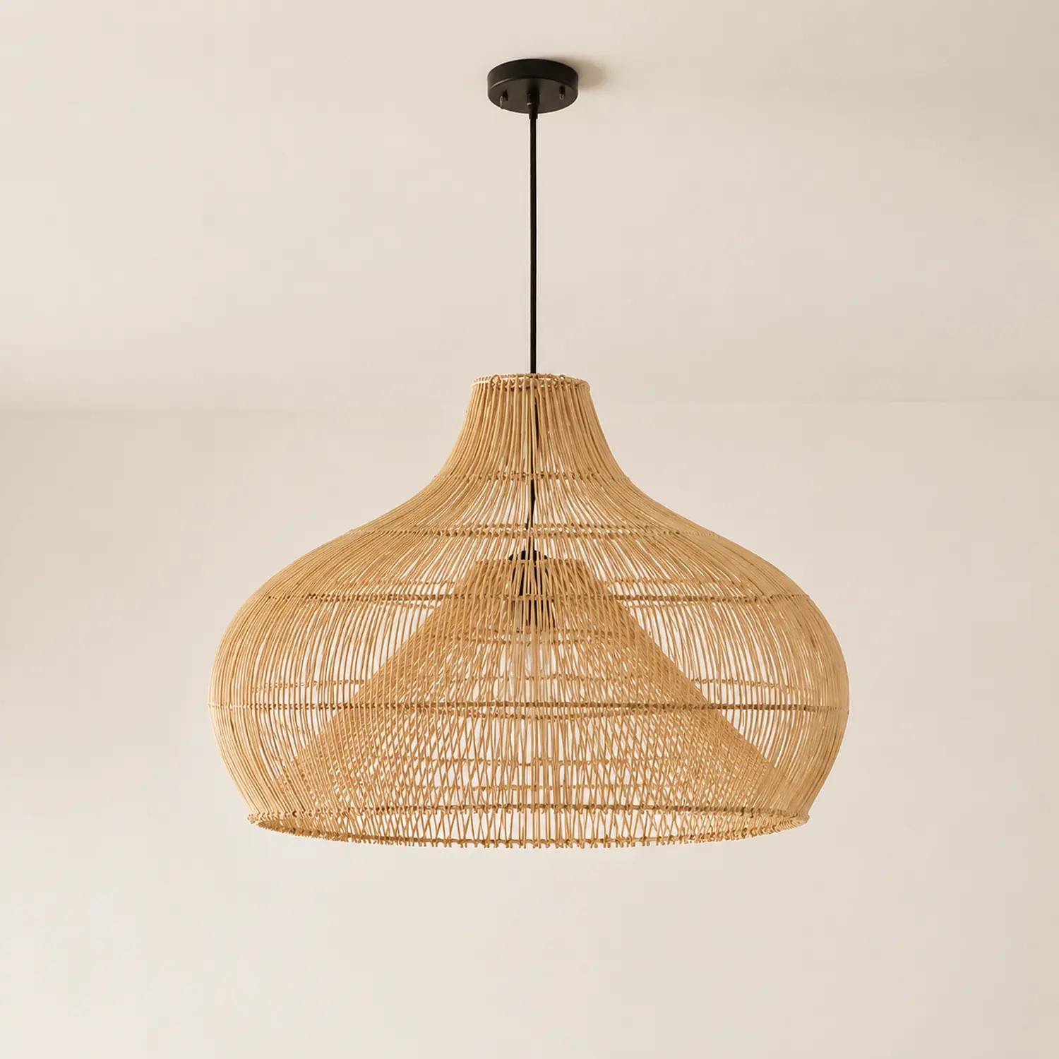 Boho Wicker Lamp Shades Handwoven Kitchen Island Pendant Light - Lumpaz