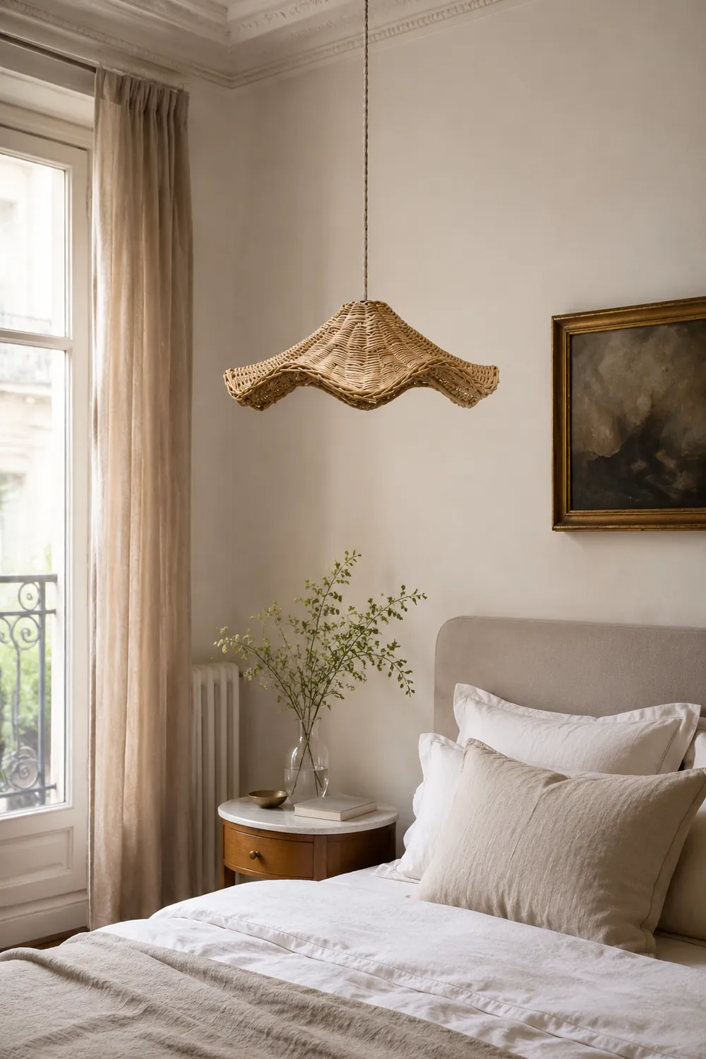Boho Wicker Rattan Farmouse Pendant Light - Lumpaz