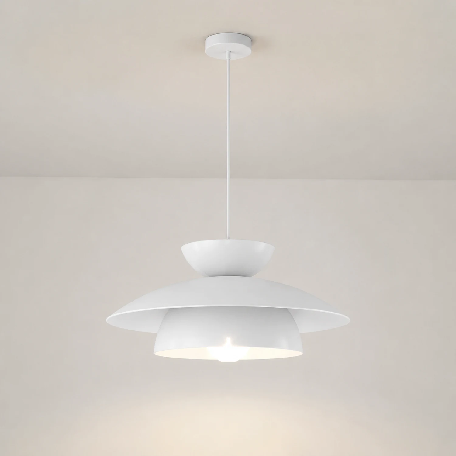 Modern Designer Style Round White Pendant Light - Lumpaz