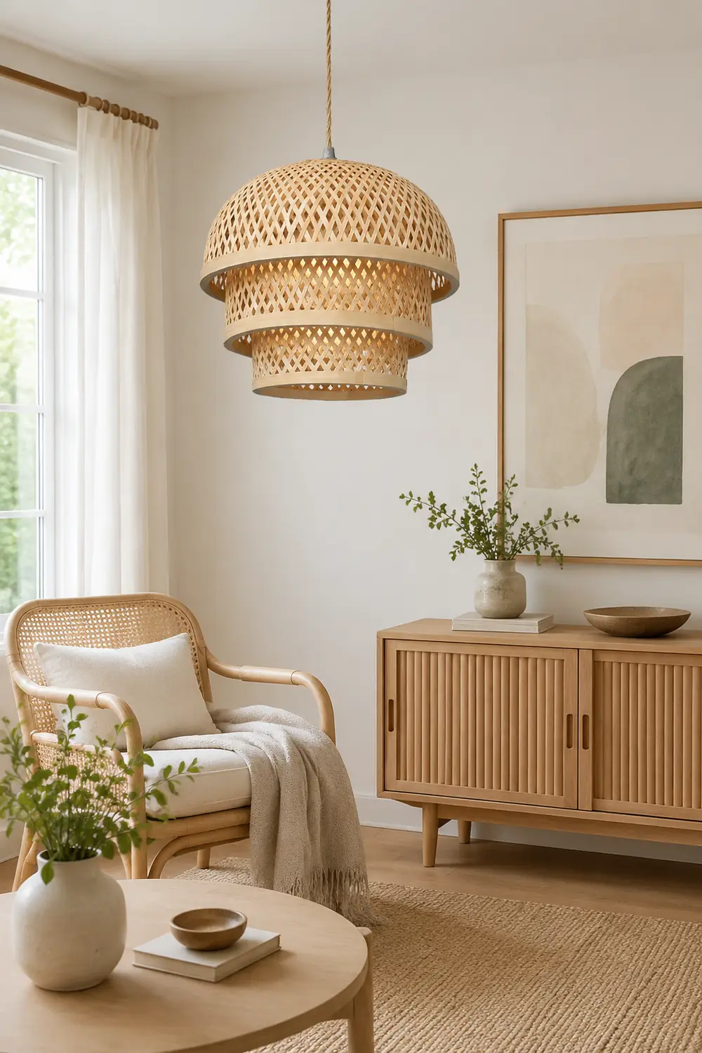 Bamboo Natural Basket Island Pendant Light - Lumpaz