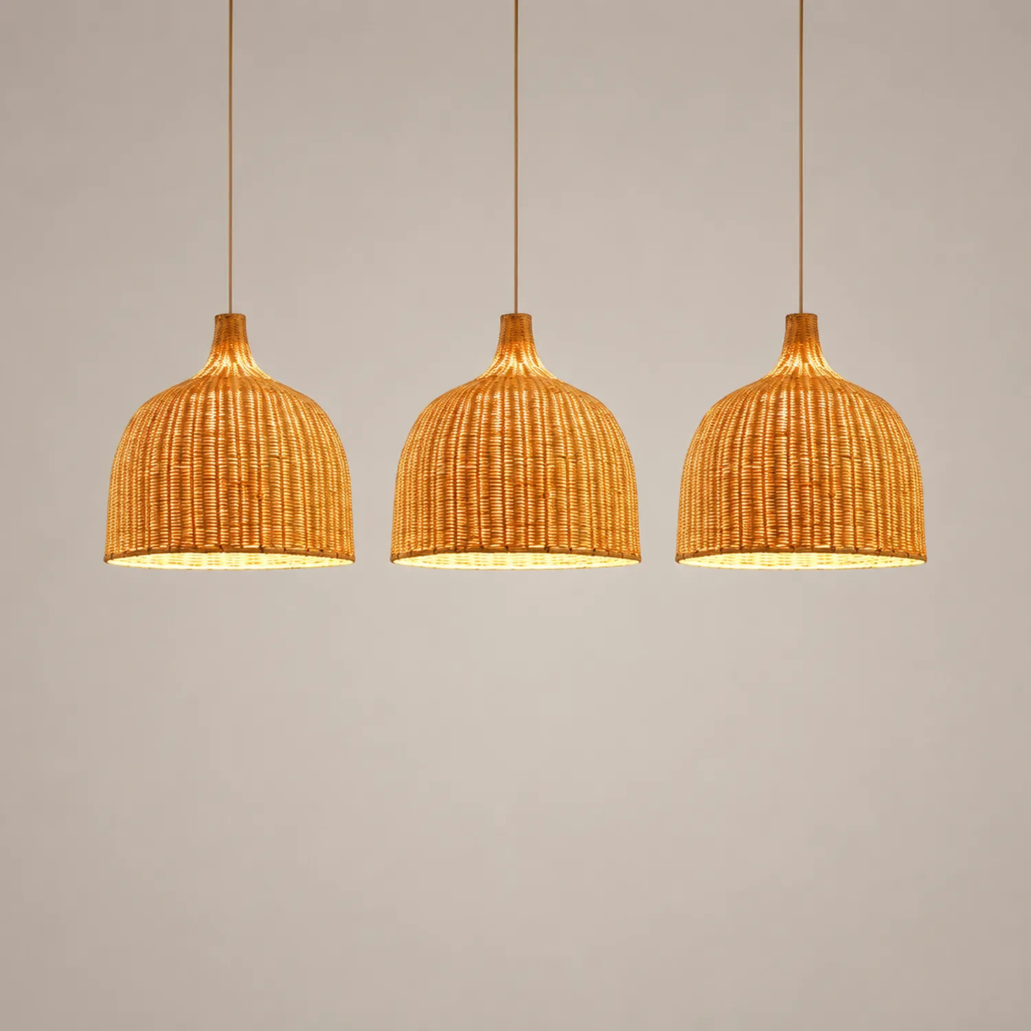 Bamboo Rattan Basket Pendant Light For Kitchen - Lumpaz