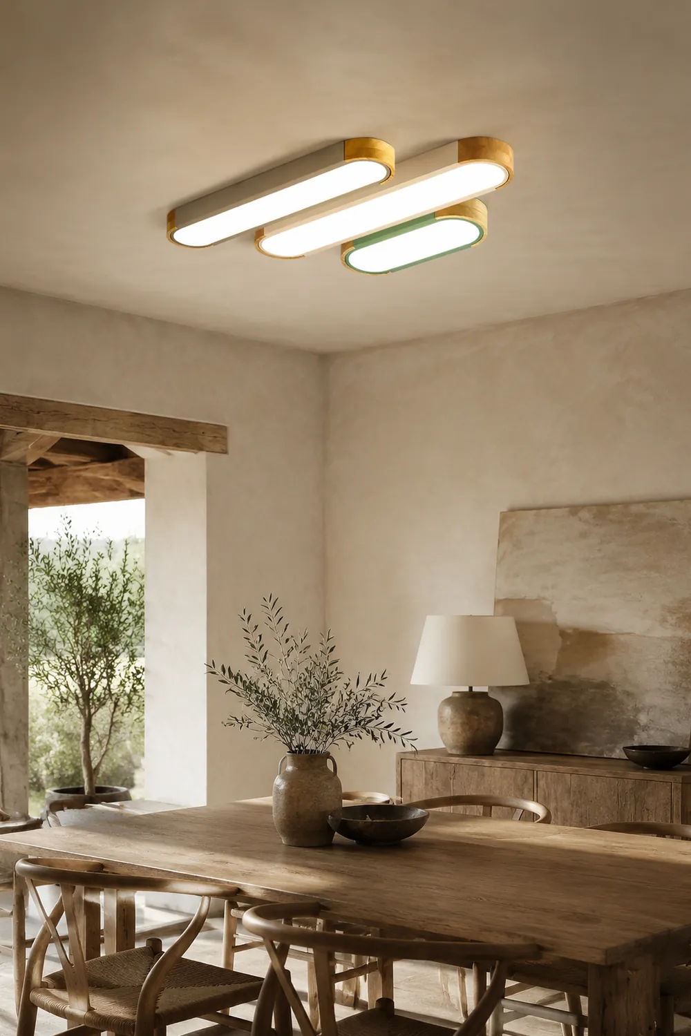 Morandi Einfache LED Deckenleuchte aus Holz für Wohnzimmer, Schlafzimmer - Lumpaz