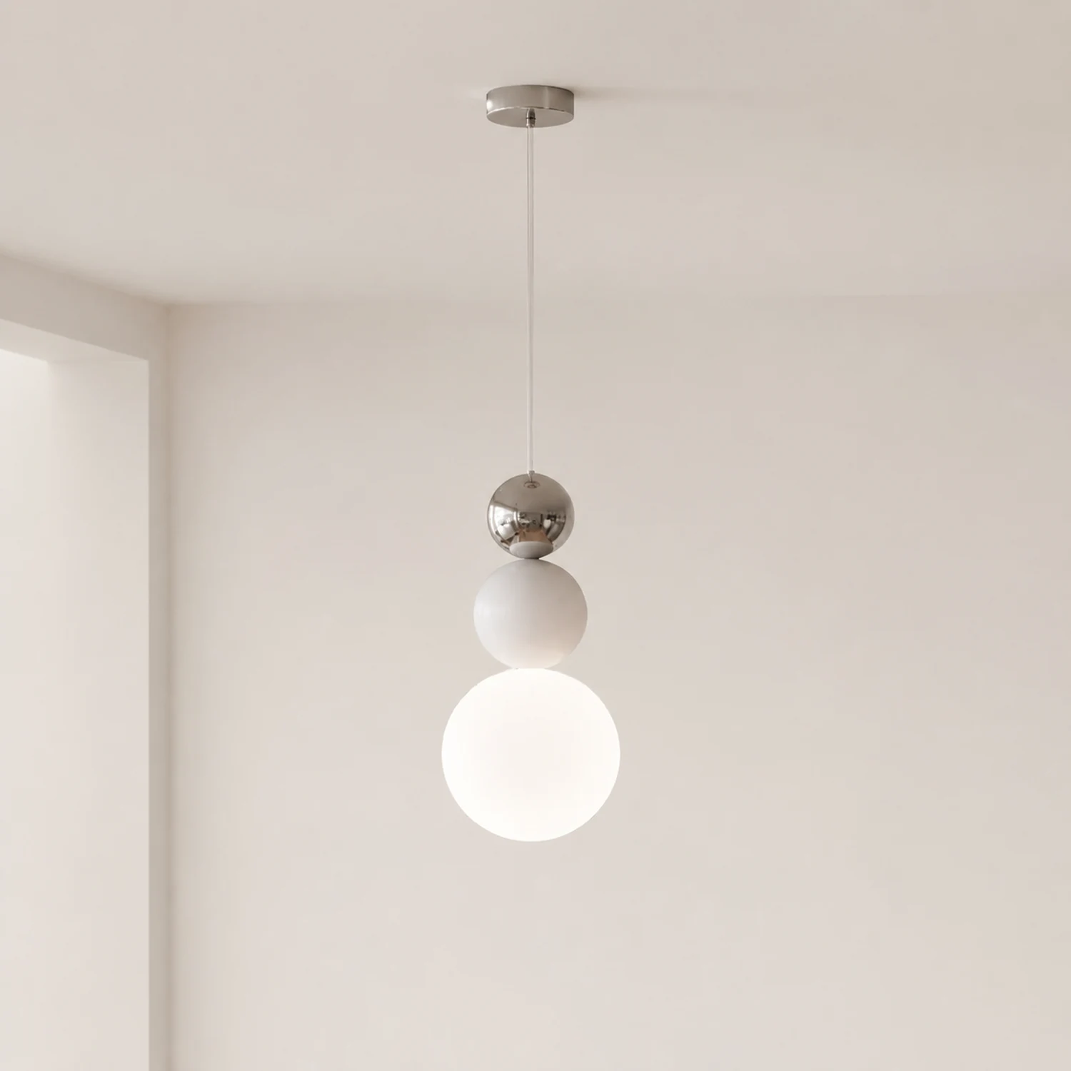 Modern White Glass Hanging Pendant Light - Lumpaz
