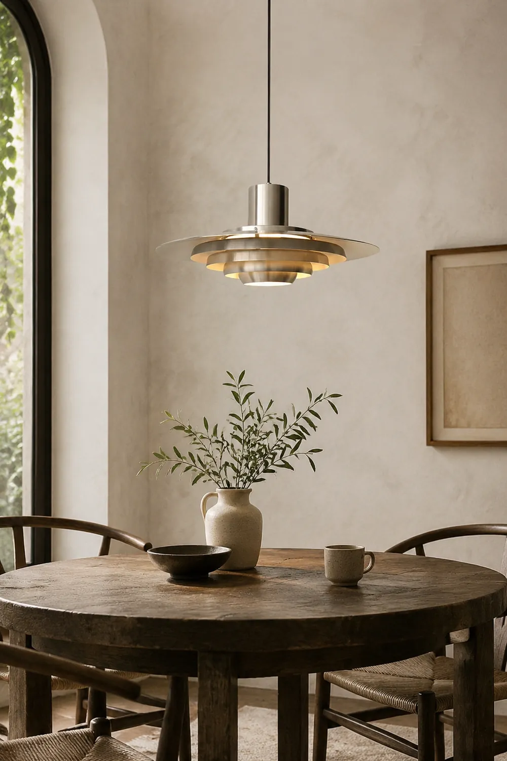 Large Brass Mid Century Modern Hanging Lamp Pendant Light - Lumpaz