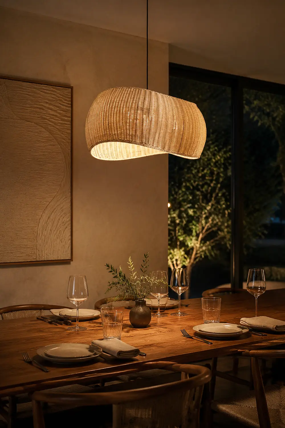 Natural Wicker Hanging Light Rattan Pendant Lampshade - Lumpaz