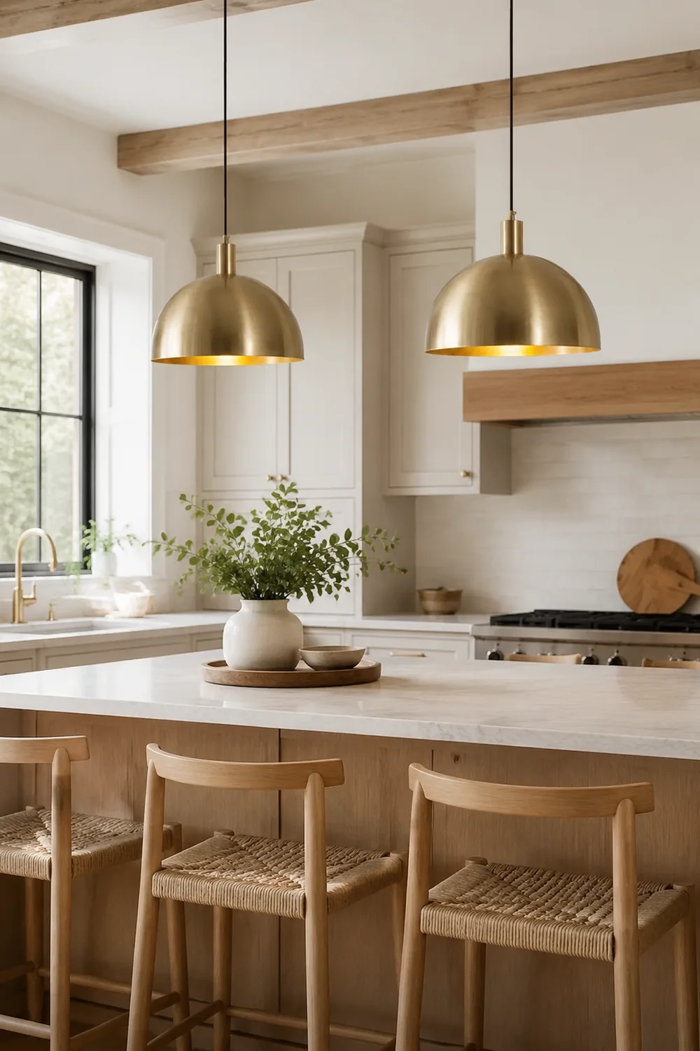 Mid-Century Modern Brass Dome Hanging Pendant Light - Lumpaz
