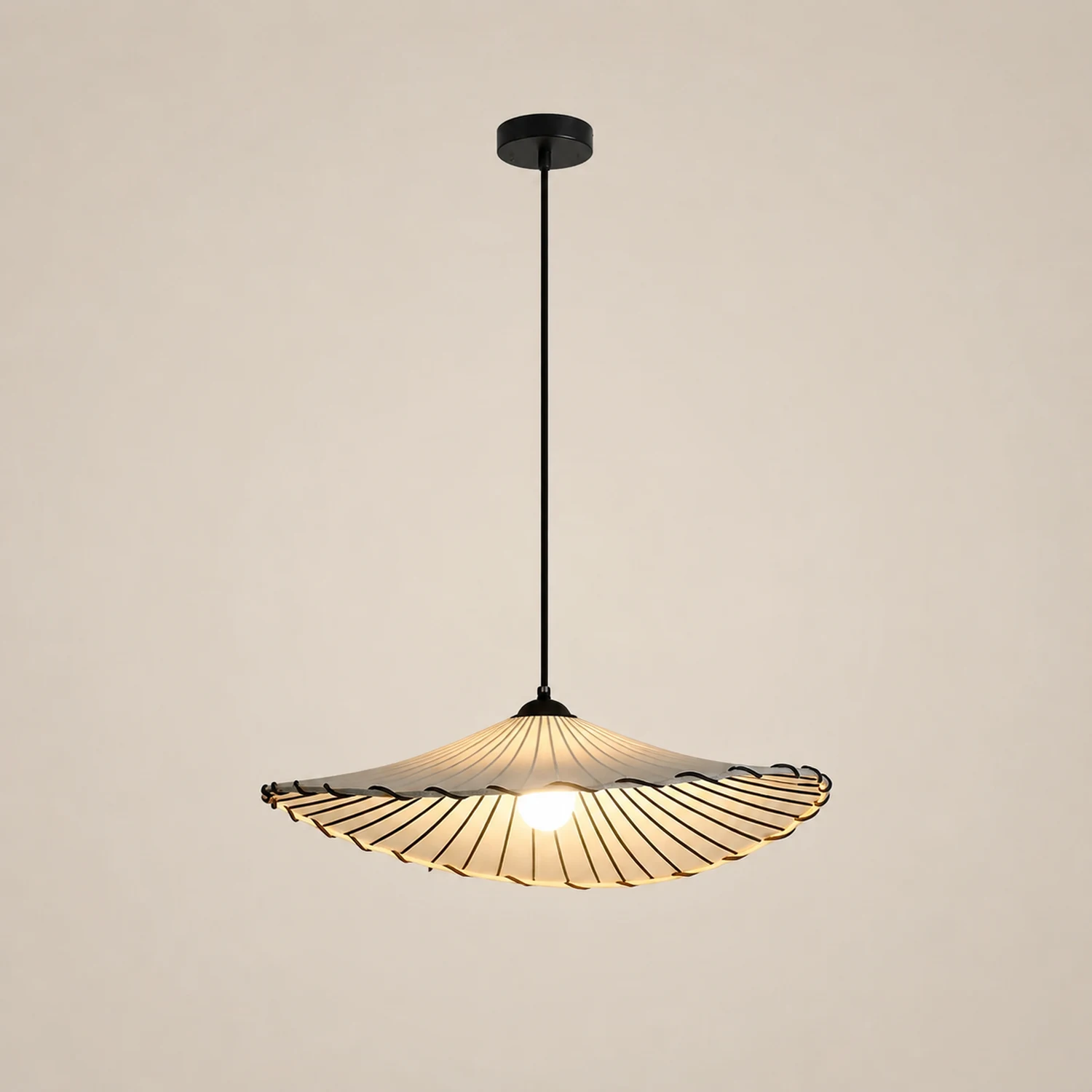 Wabi-Sabi Vintage Lotus Leaf Fabric Pendant Light - Lumpaz