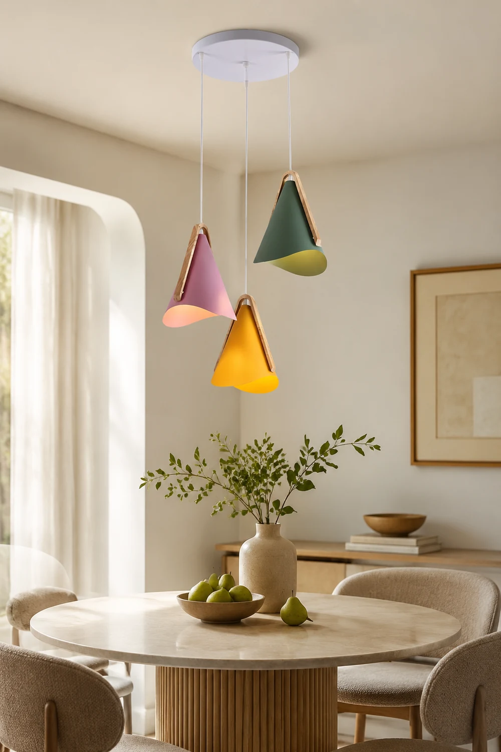 Morandi Cluster-Pendelleuchte 5 Farben, Holz&Metall - Lumpaz