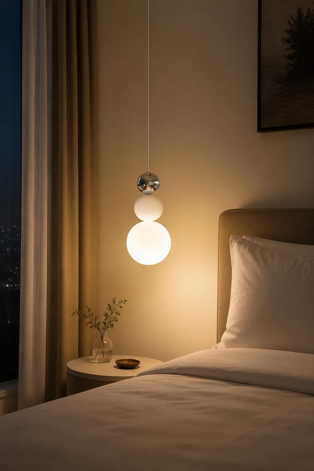 Modern White Glass Hanging Pendant Light - Lumpaz