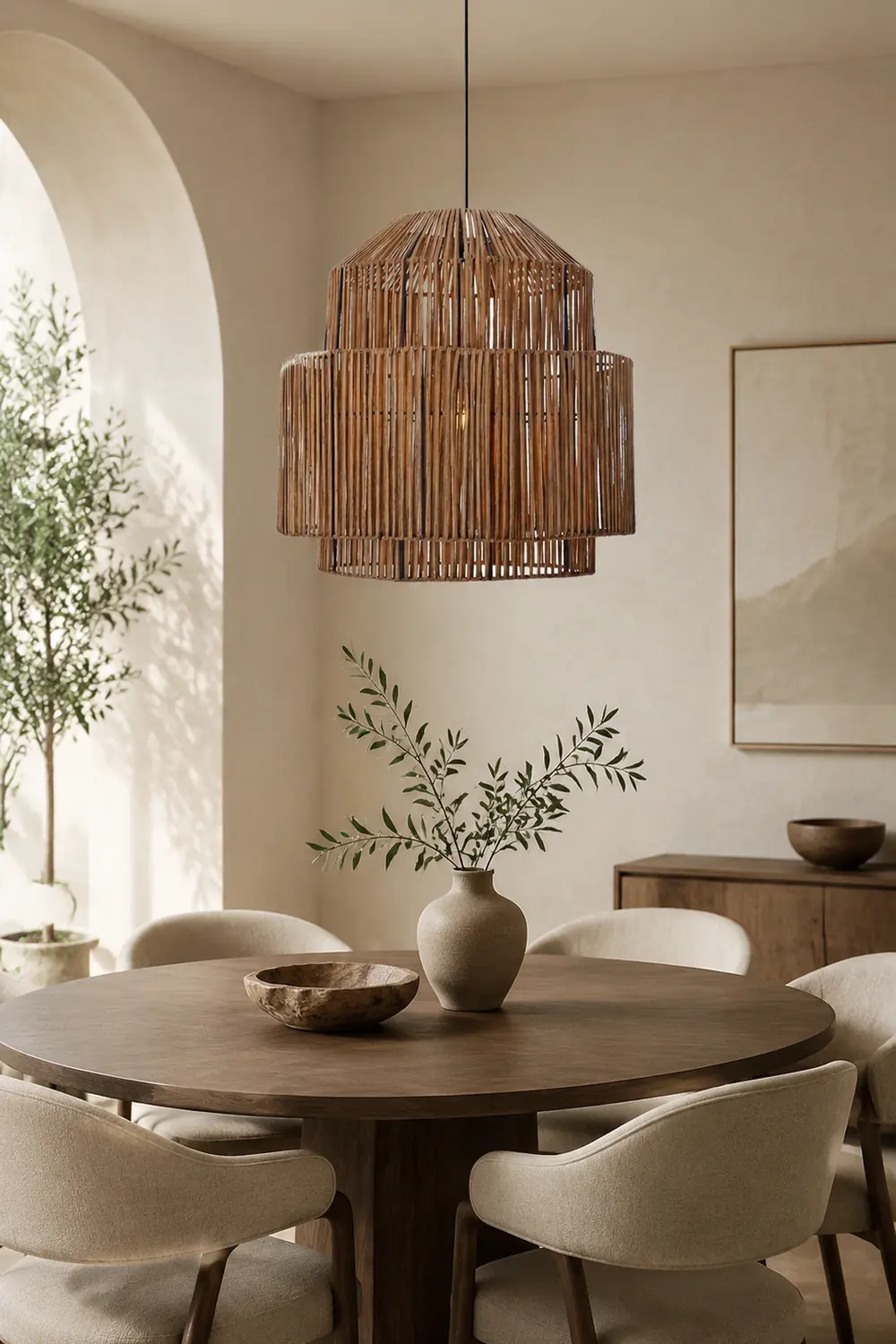 Handwoven Rattan Modern Pendant Lighting For Kitchen Island - Lumpaz