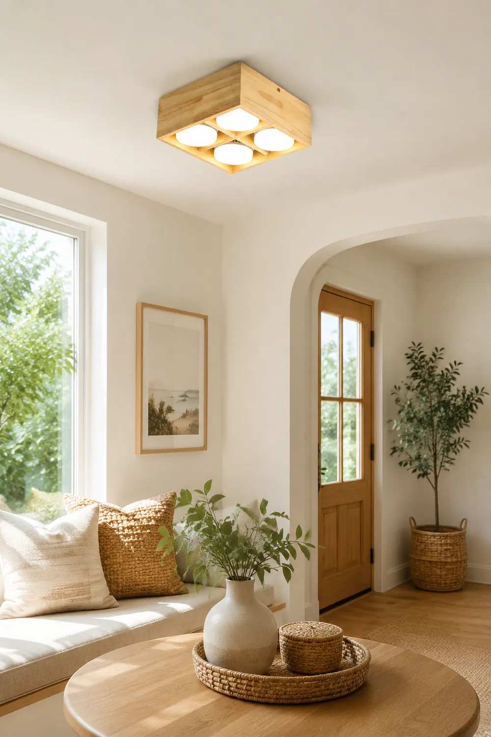 Ozawa Einfache LED Deckenleuchte aus Holz für Wohnzimmer, Schlafzimmer - Lumpaz