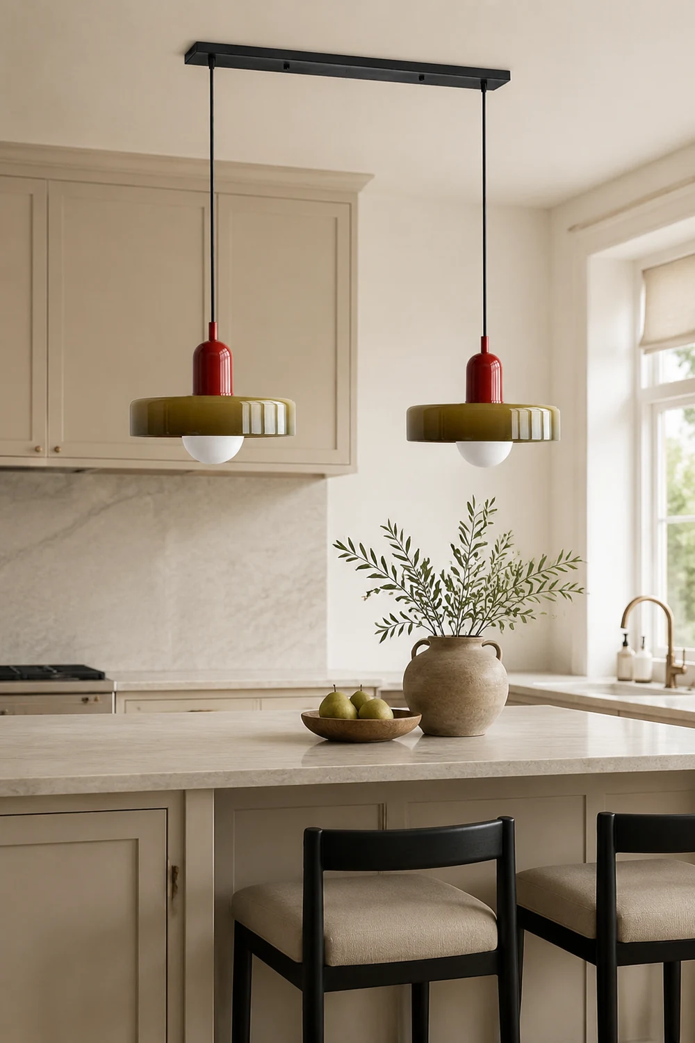 2 Heads Modern Bauhaus Glass Pendant Light - Lumpaz