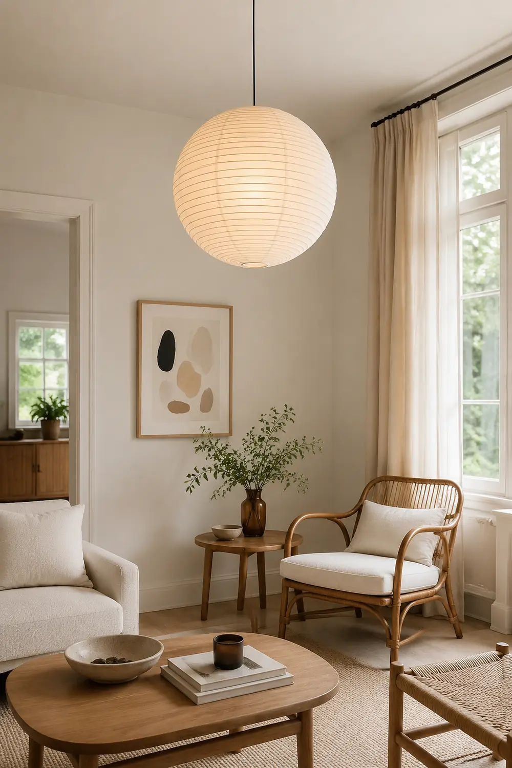 Vintage White Paper Pendant Lighting - Lumpaz