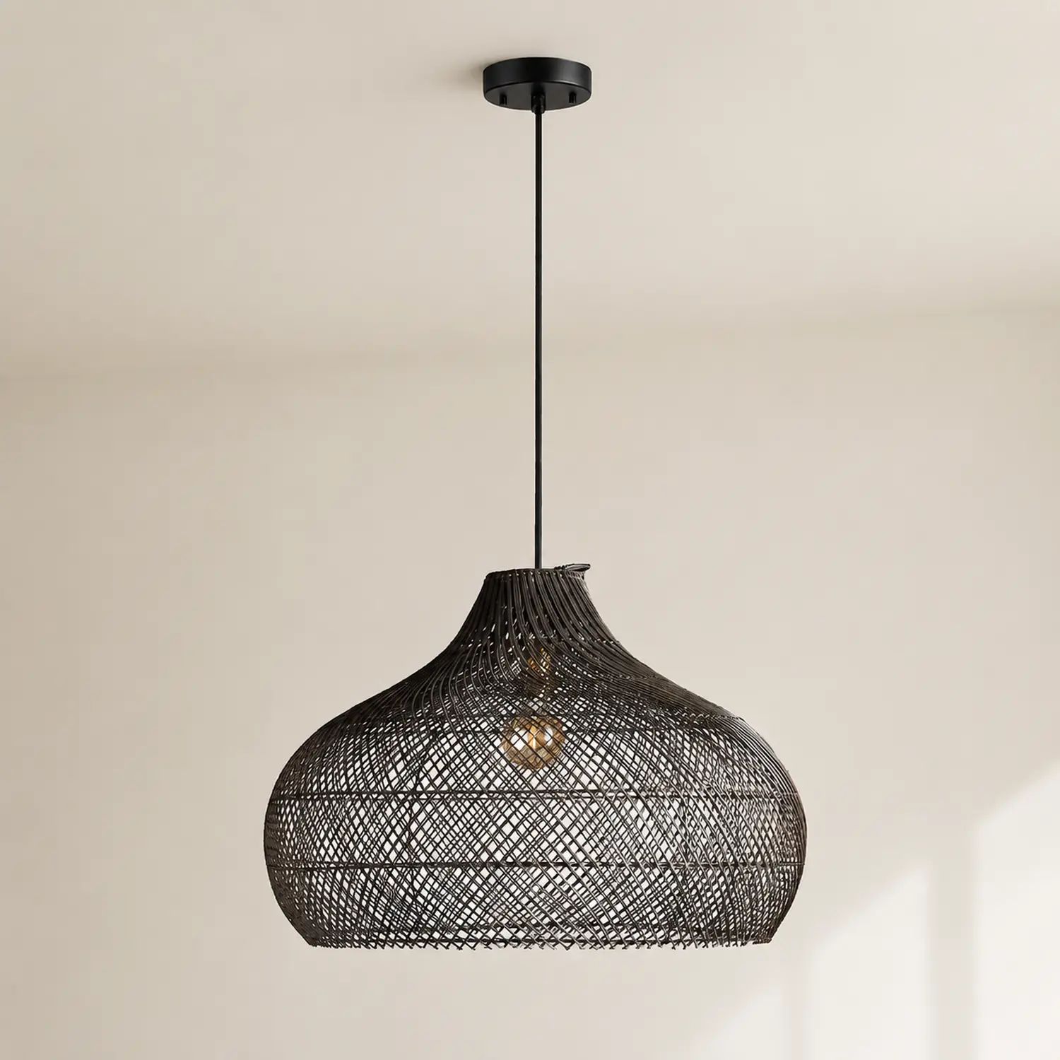 Modern Rattan Handwoven Island Pendant Light - Lumpaz