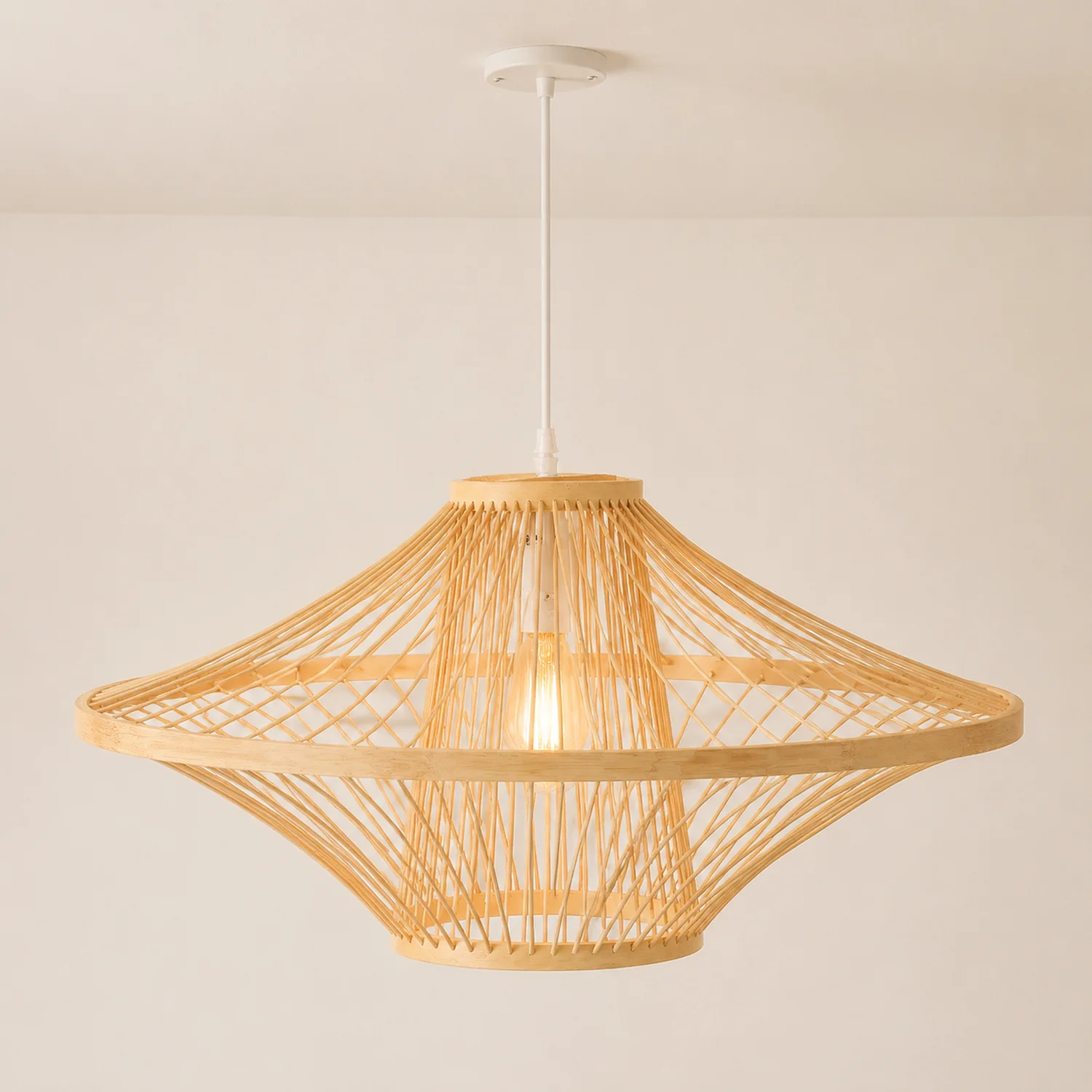 Short Handcrafted Woven Lantern Pendant Light For Living Room - Lumpaz
