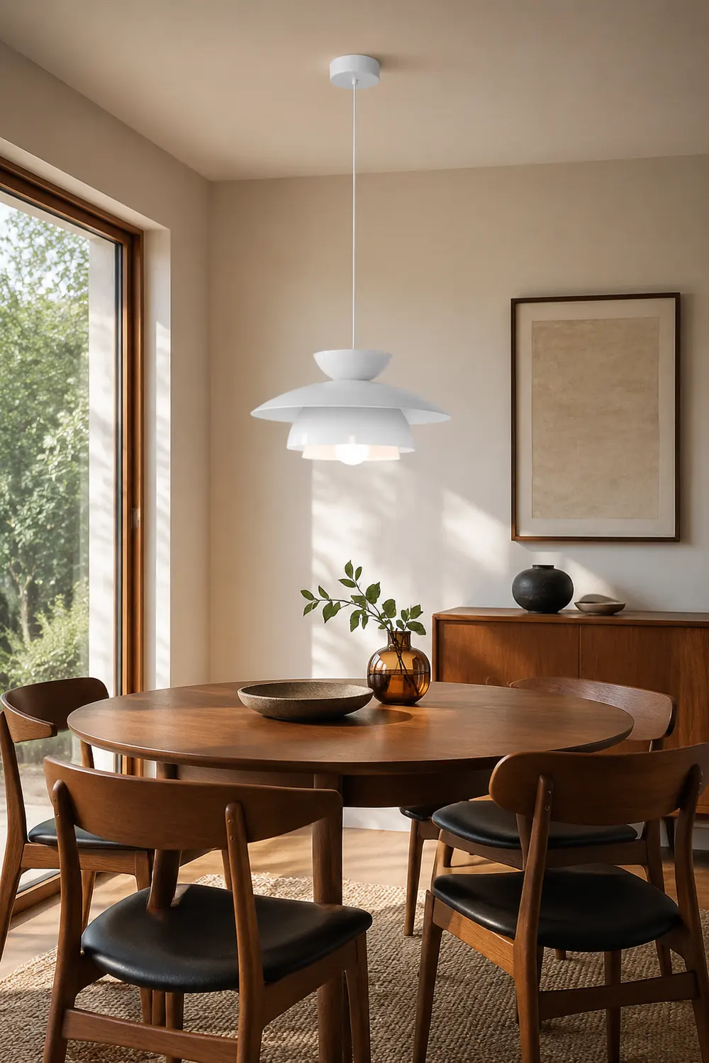 Modern Designer Style Round White Pendant Light - Lumpaz