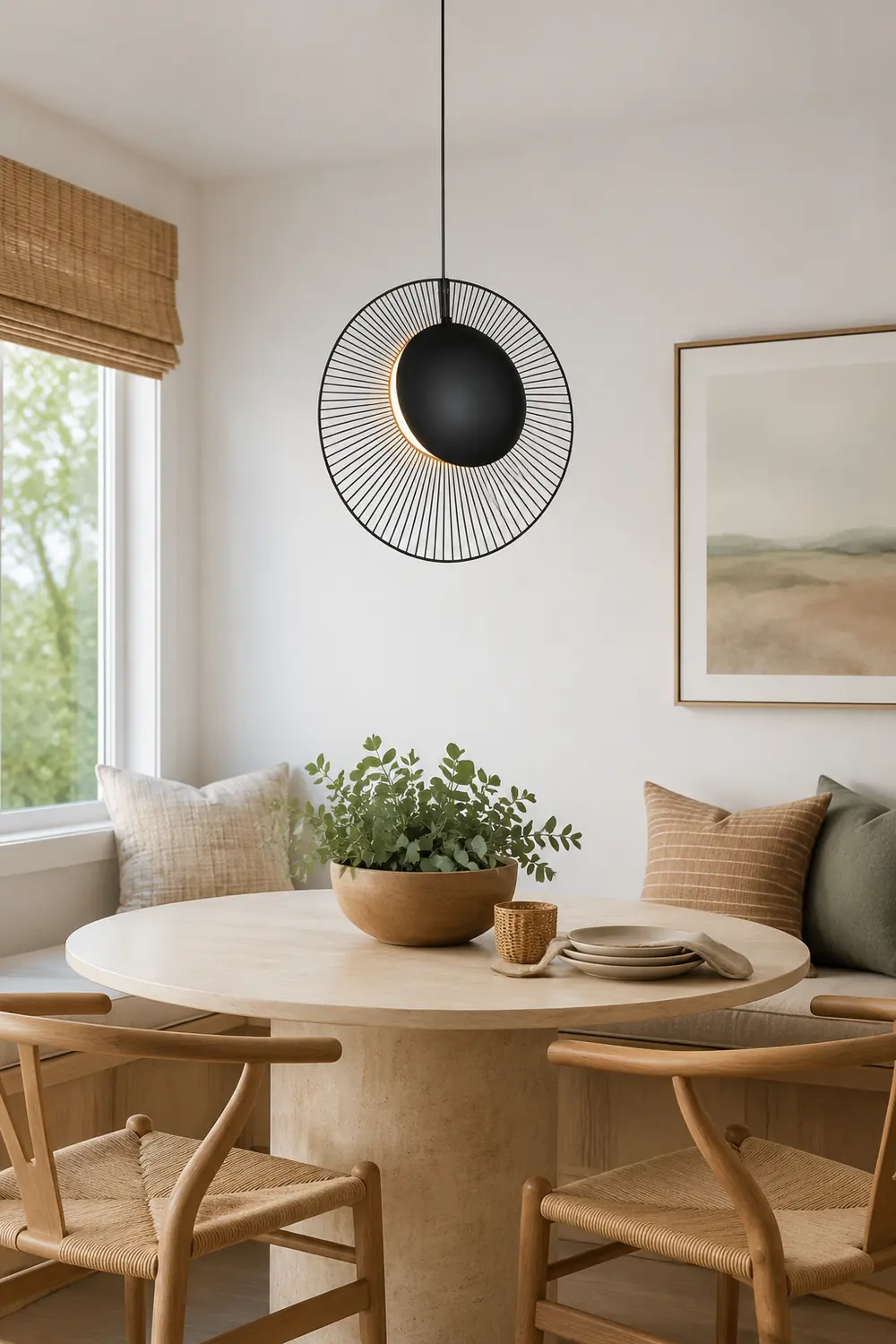 Minimalist Black Metal Pendant Light for Dining Room - Lumpaz