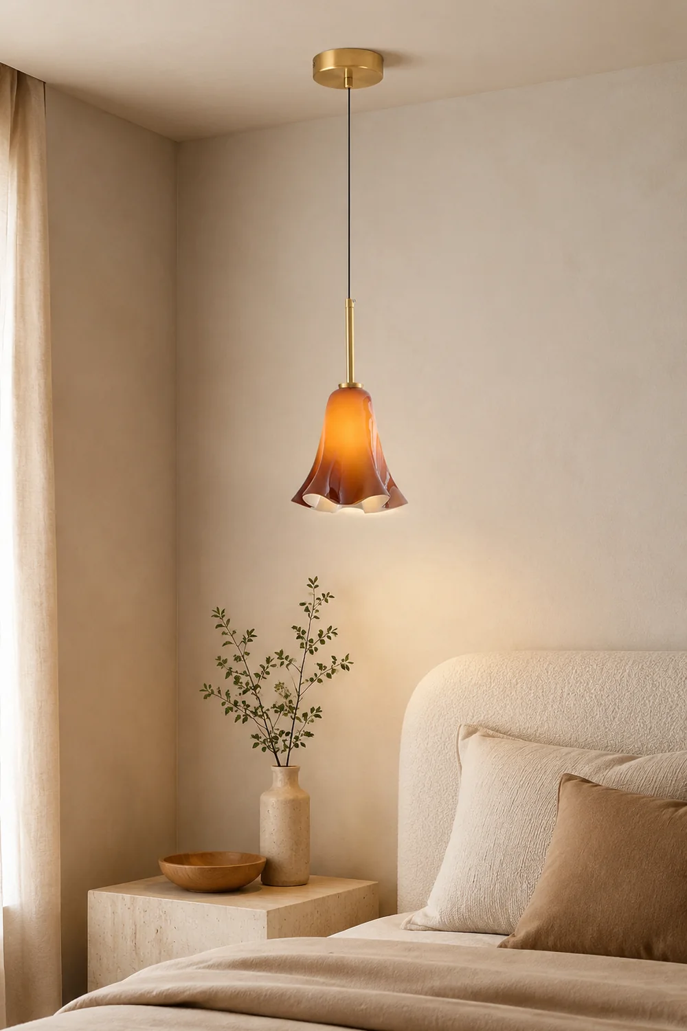 Vintage Glass Pendant Light For Bedroom - Lumpaz