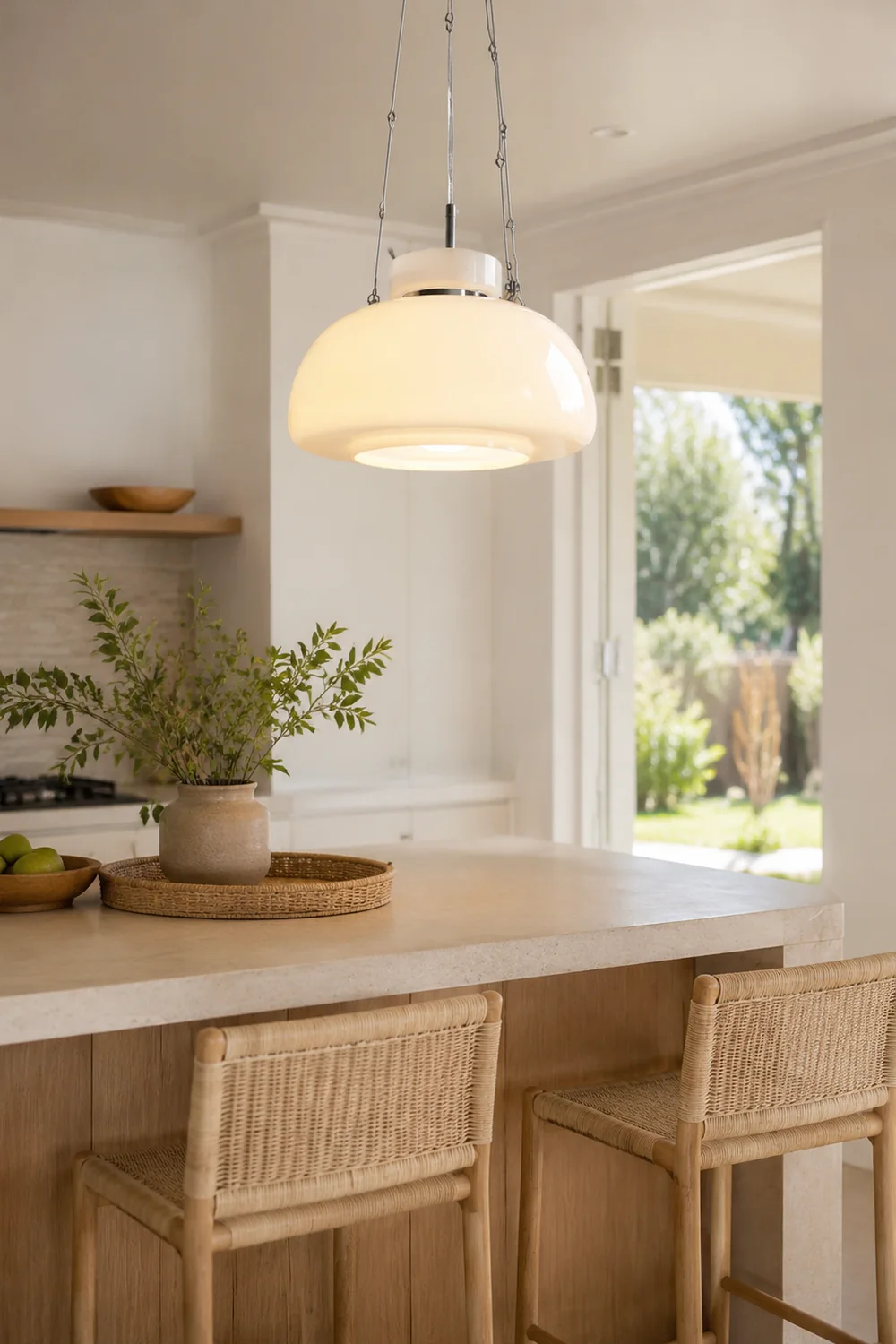 Vintage Milk Dome Glass Pendant Light - Lumpaz