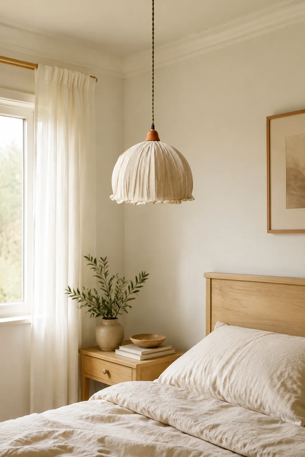Schlichte Pendelleuchte aus Stoff für Esszimmer & Schlafzimmer - Lumpaz
