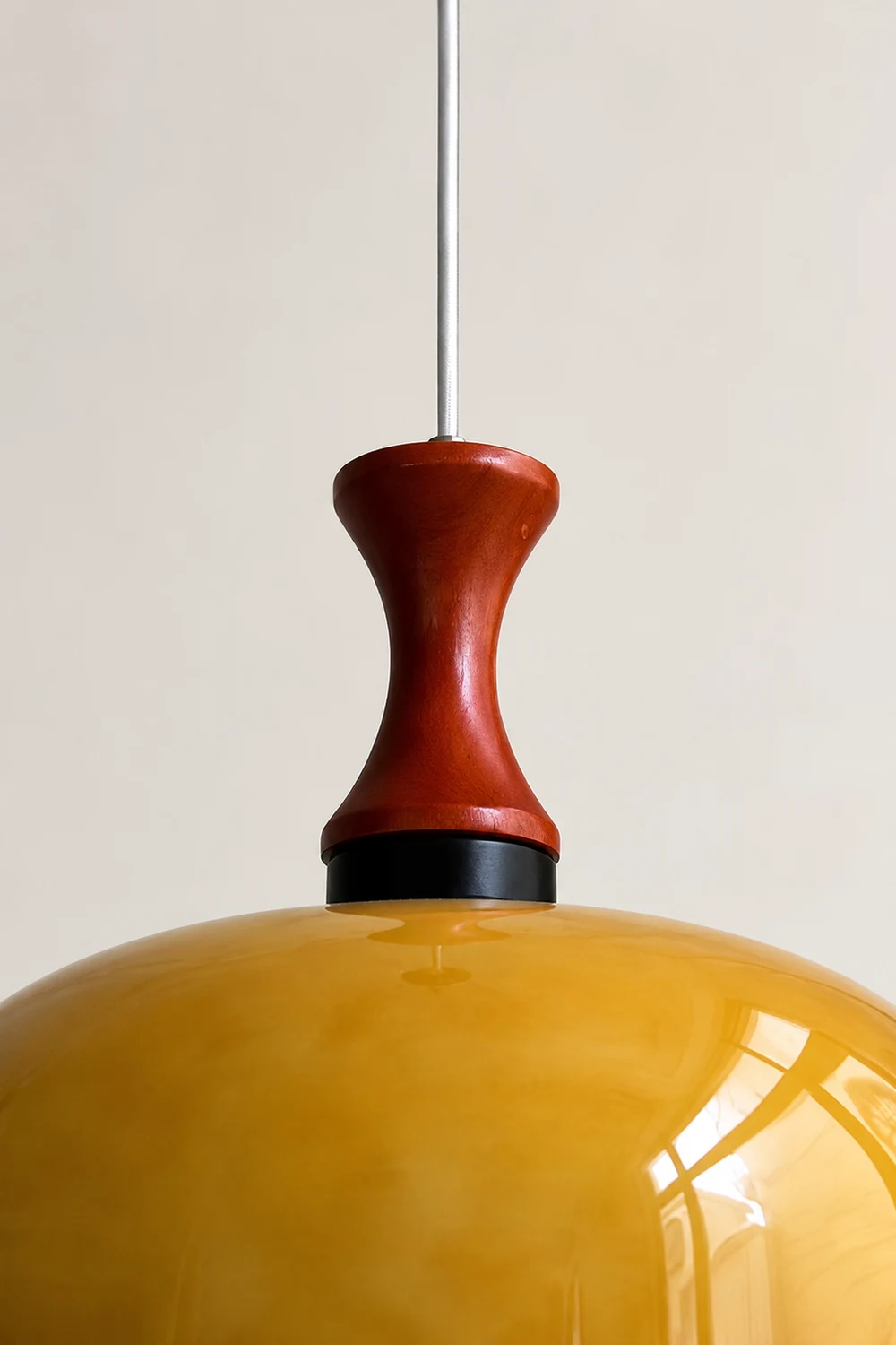 Vintage 1-Light Retro Glass Flat Ball Pendant Fixture - Lumpaz